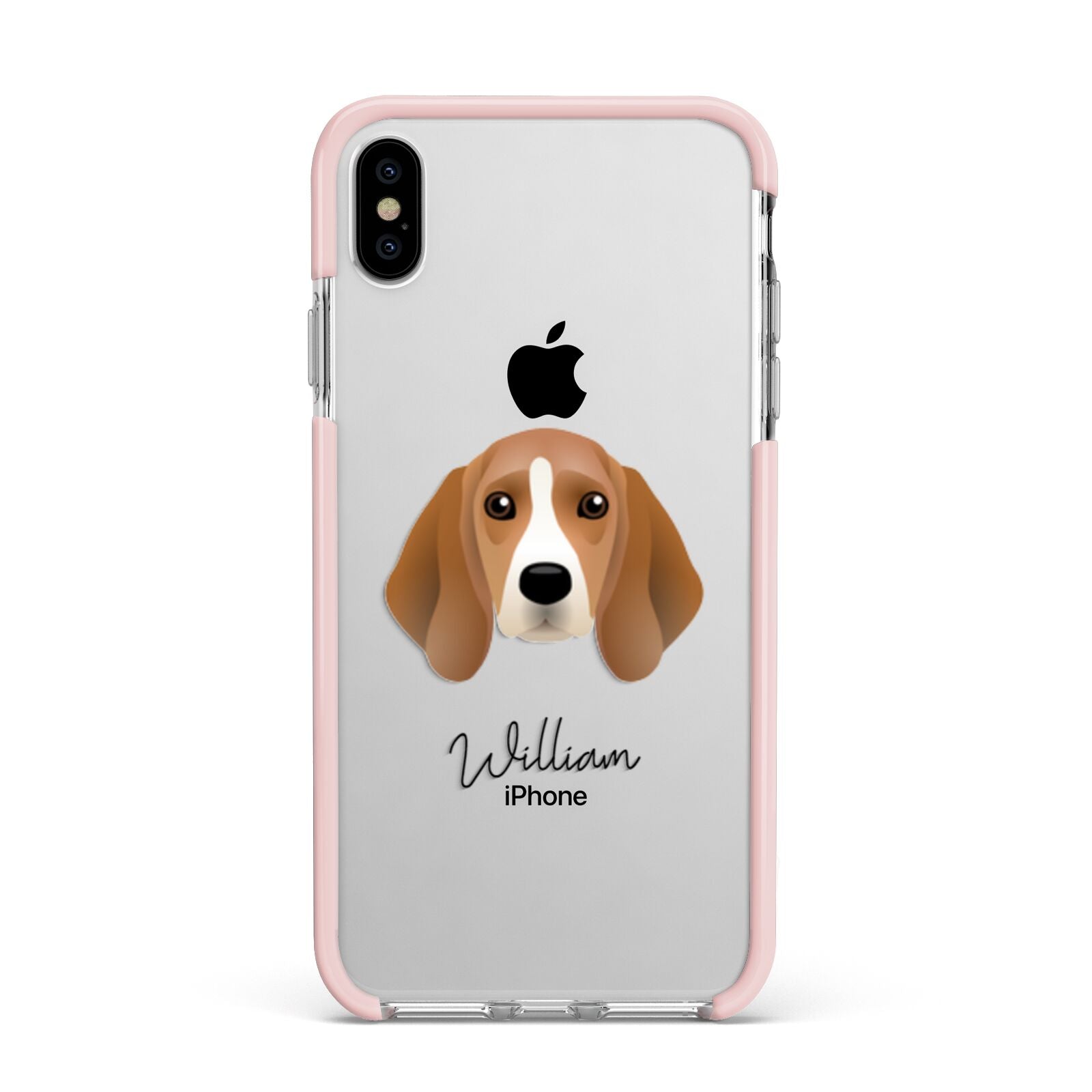 Beagle Personalised Apple iPhone Xs Max Impact Case Pink Edge on Silver Phone