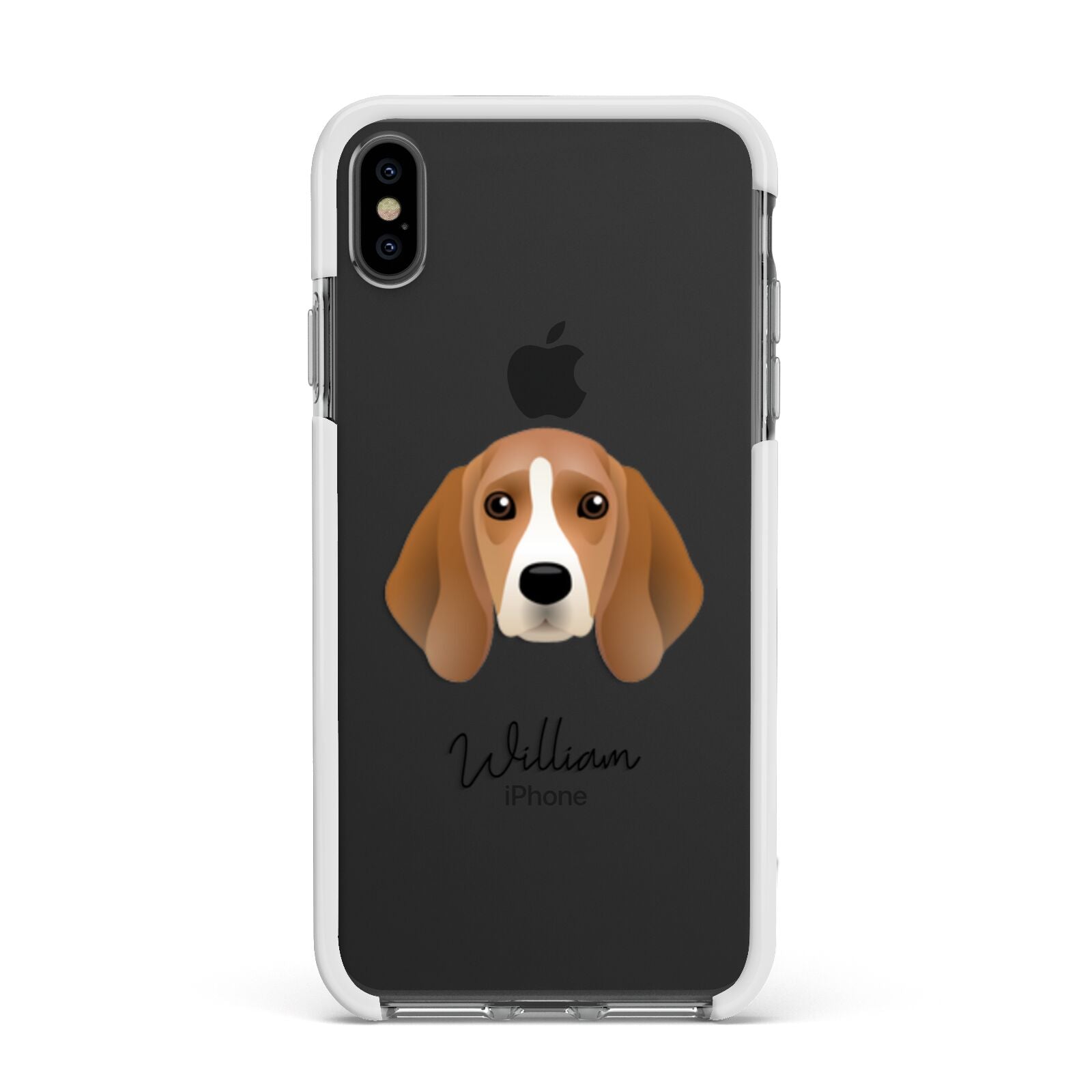 Beagle Personalised Apple iPhone Xs Max Impact Case White Edge on Black Phone
