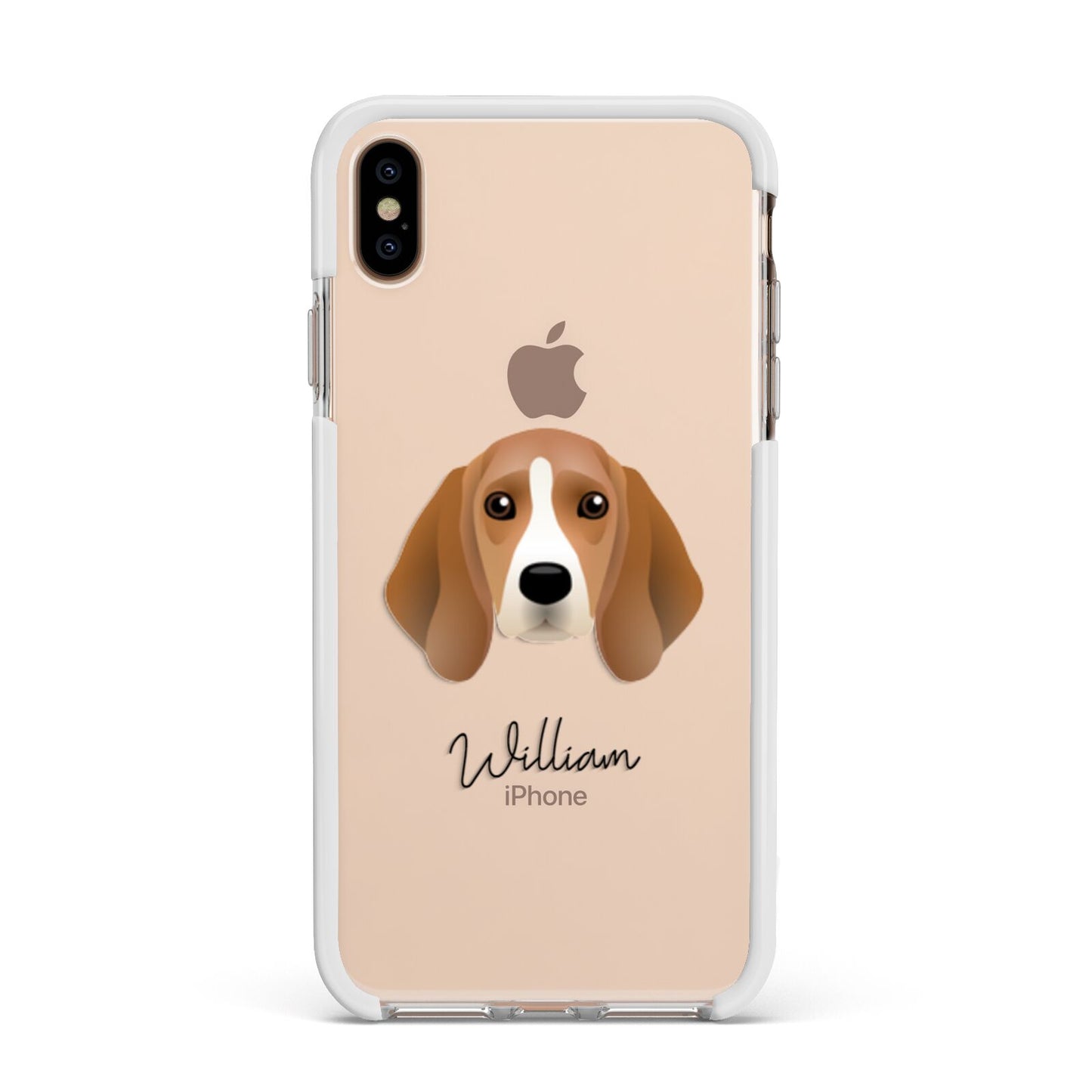 Beagle Personalised Apple iPhone Xs Max Impact Case White Edge on Gold Phone