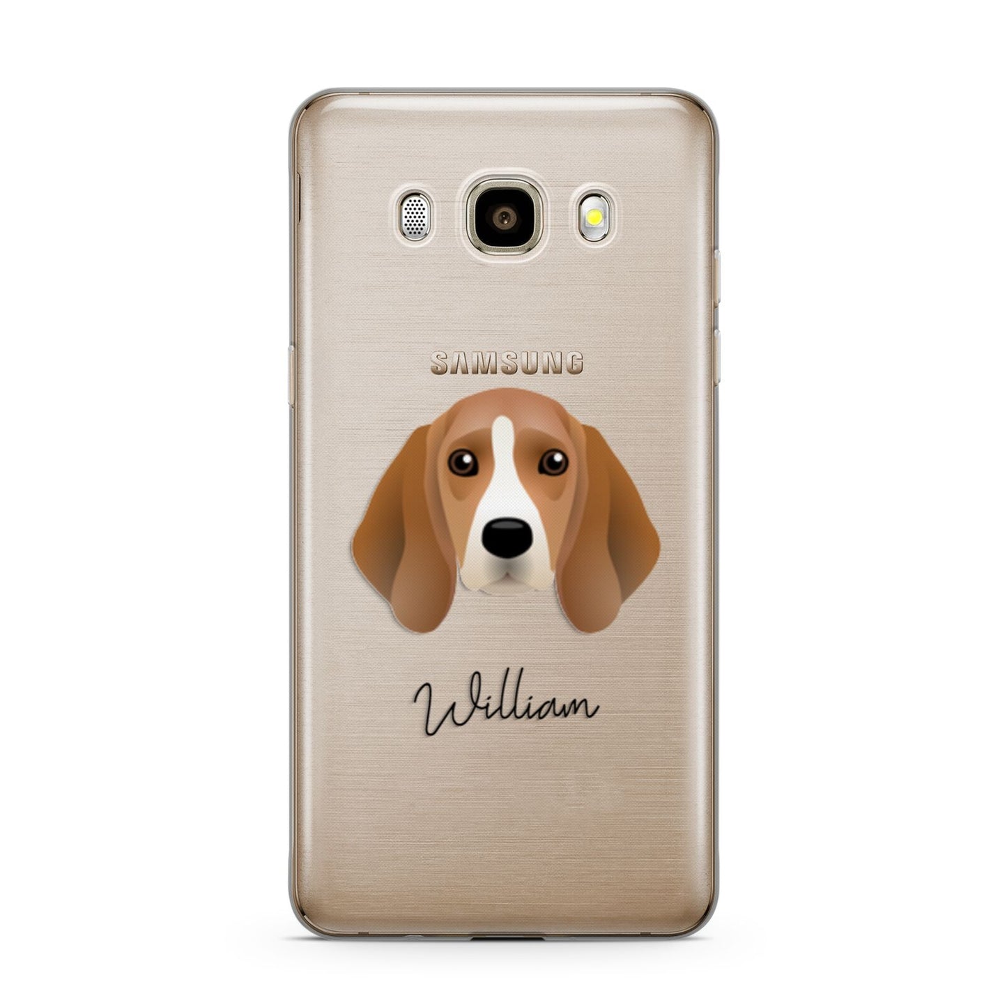 Beagle Personalised Samsung Galaxy J7 2016 Case on gold phone