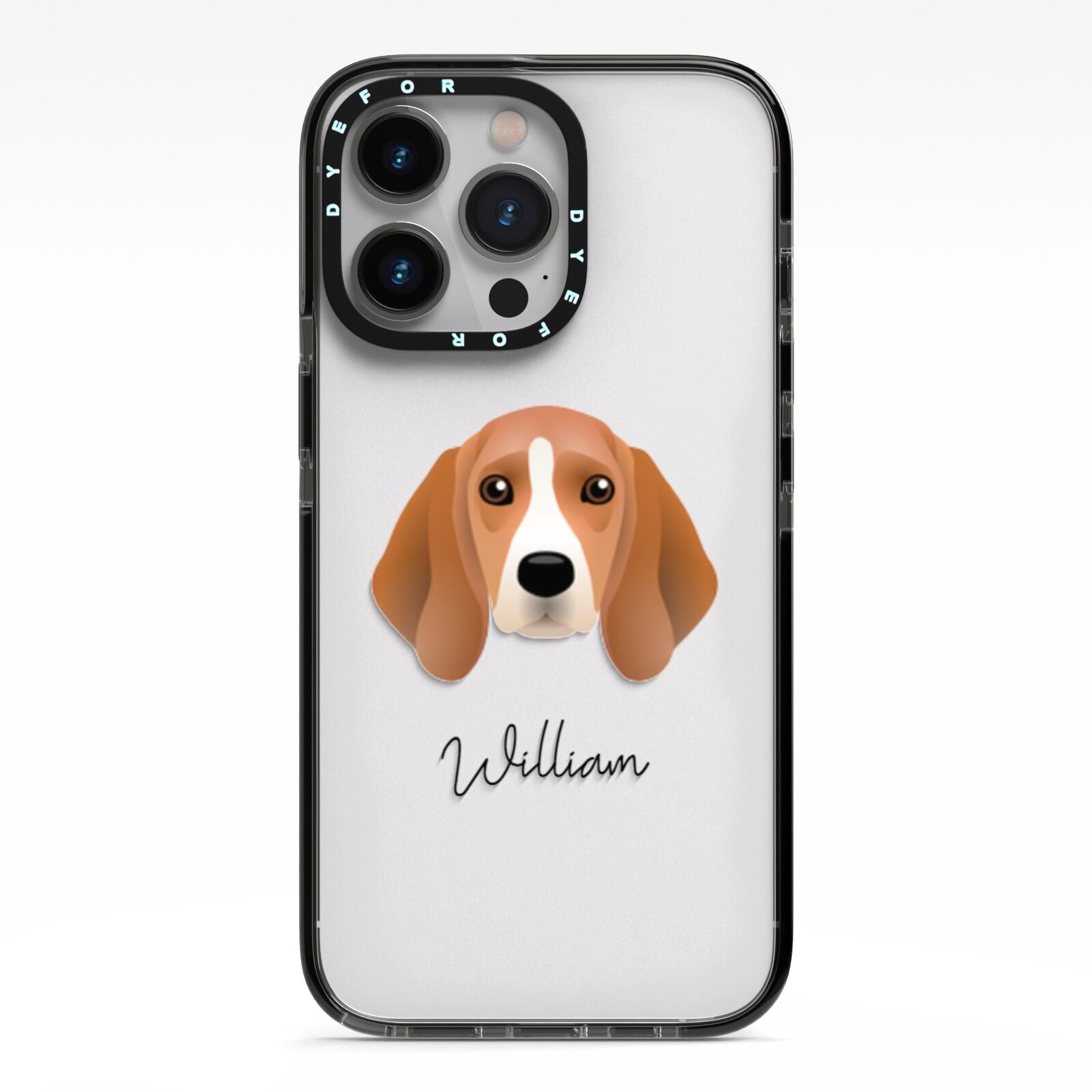 Beagle Personalised iPhone 13 Pro Black Impact Case on Silver phone