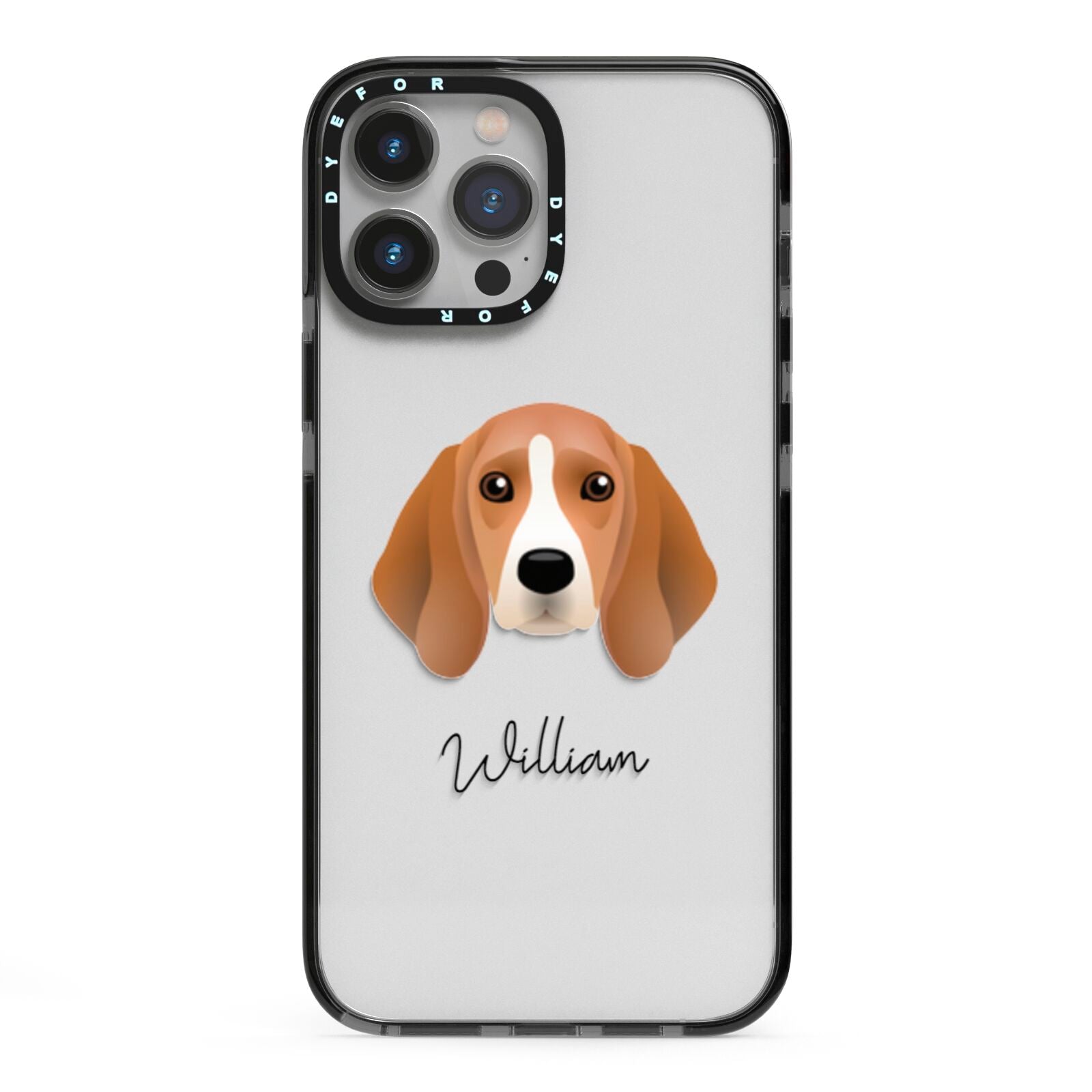 Beagle Personalised iPhone 13 Pro Max Black Impact Case on Silver phone