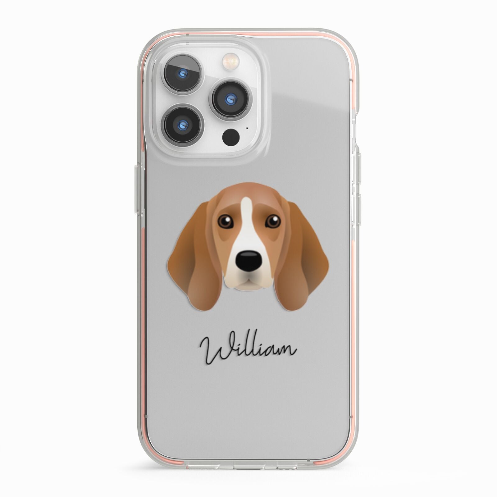 Beagle Personalised iPhone 13 Pro TPU Impact Case with Pink Edges