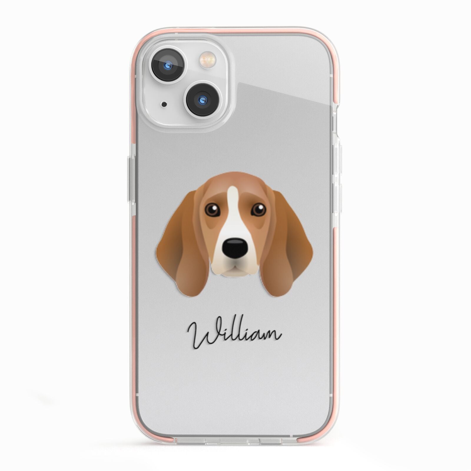Beagle Personalised iPhone 13 TPU Impact Case with Pink Edges
