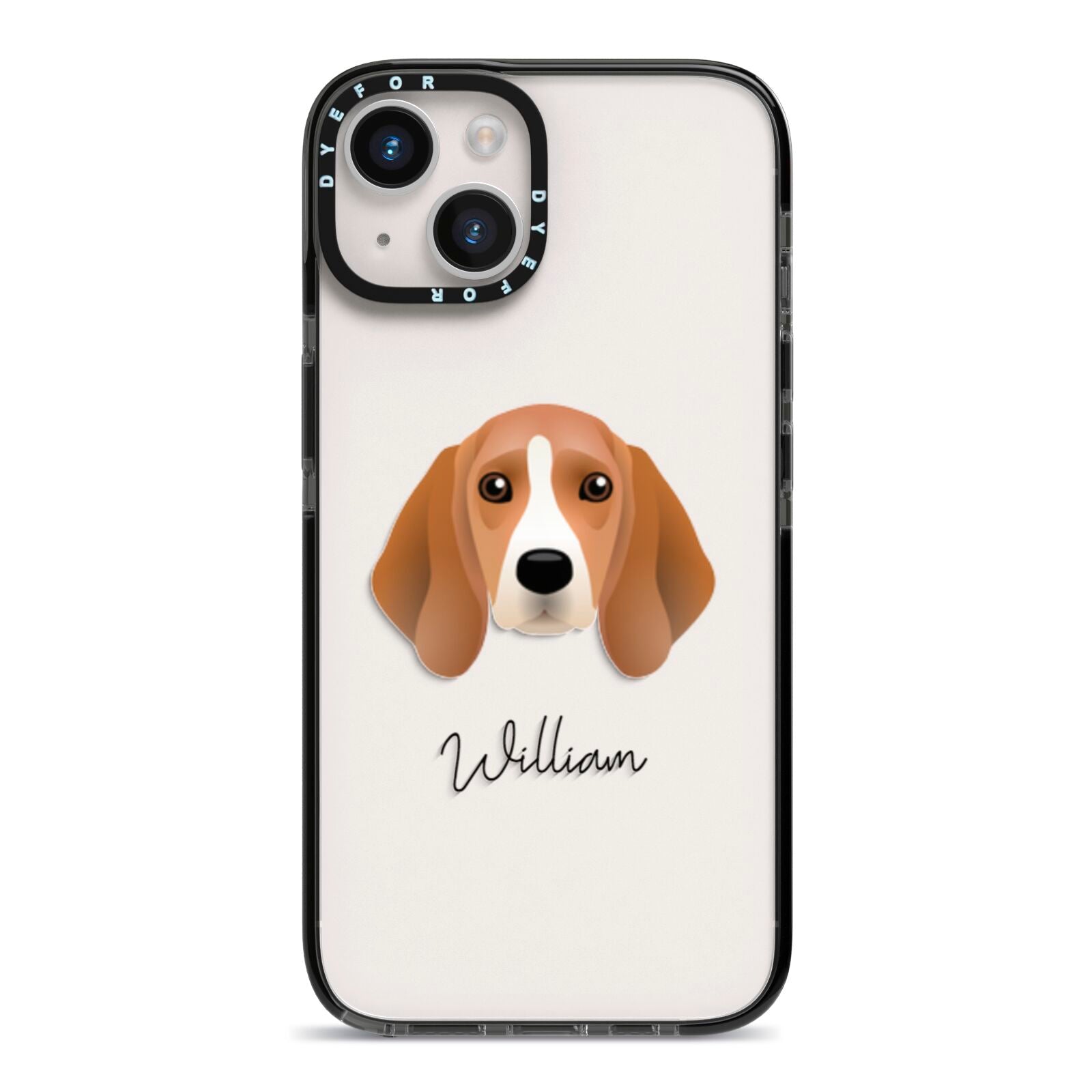 Beagle Personalised iPhone 14 Black Impact Case on Silver phone