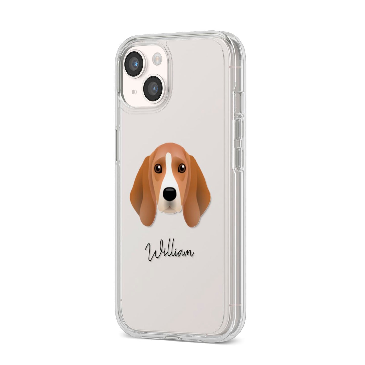 Beagle Personalised iPhone 14 Clear Tough Case Starlight Angled Image