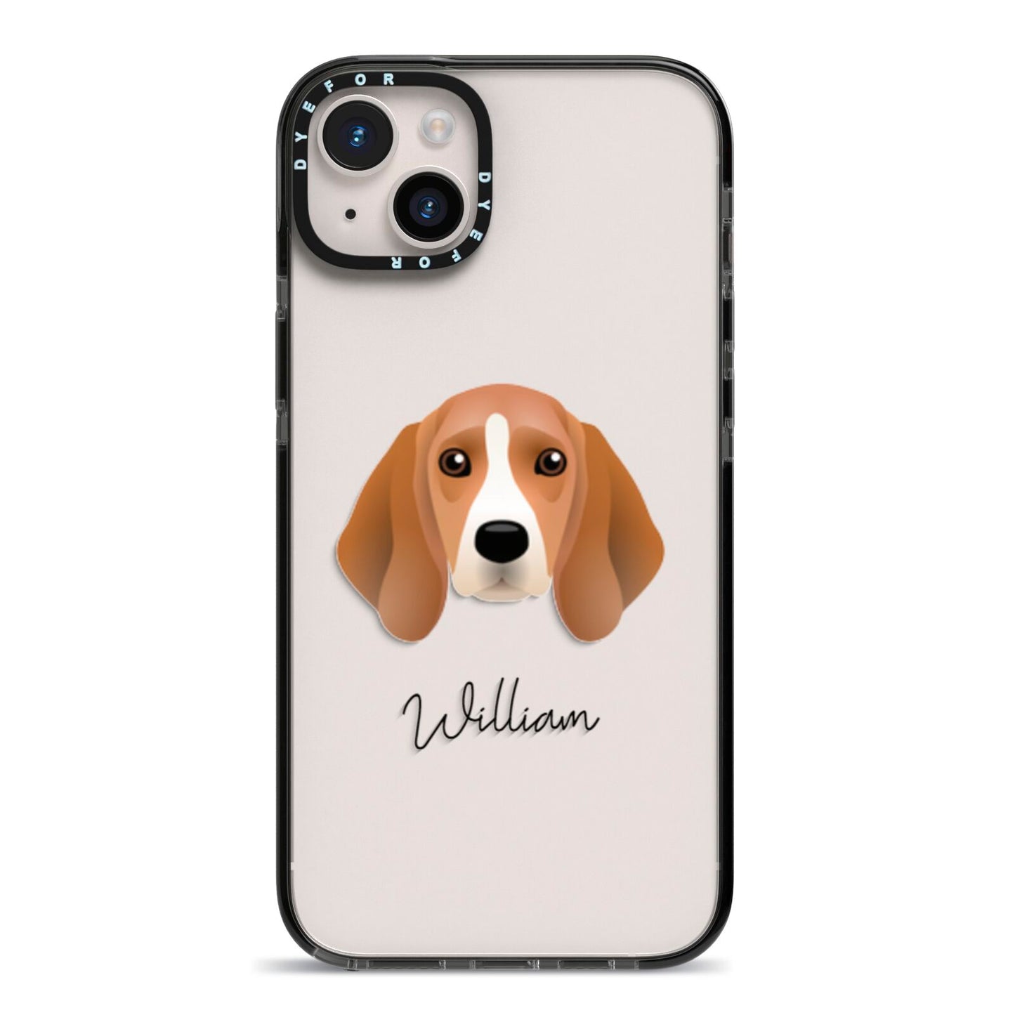 Beagle Personalised iPhone 14 Plus Black Impact Case on Silver phone