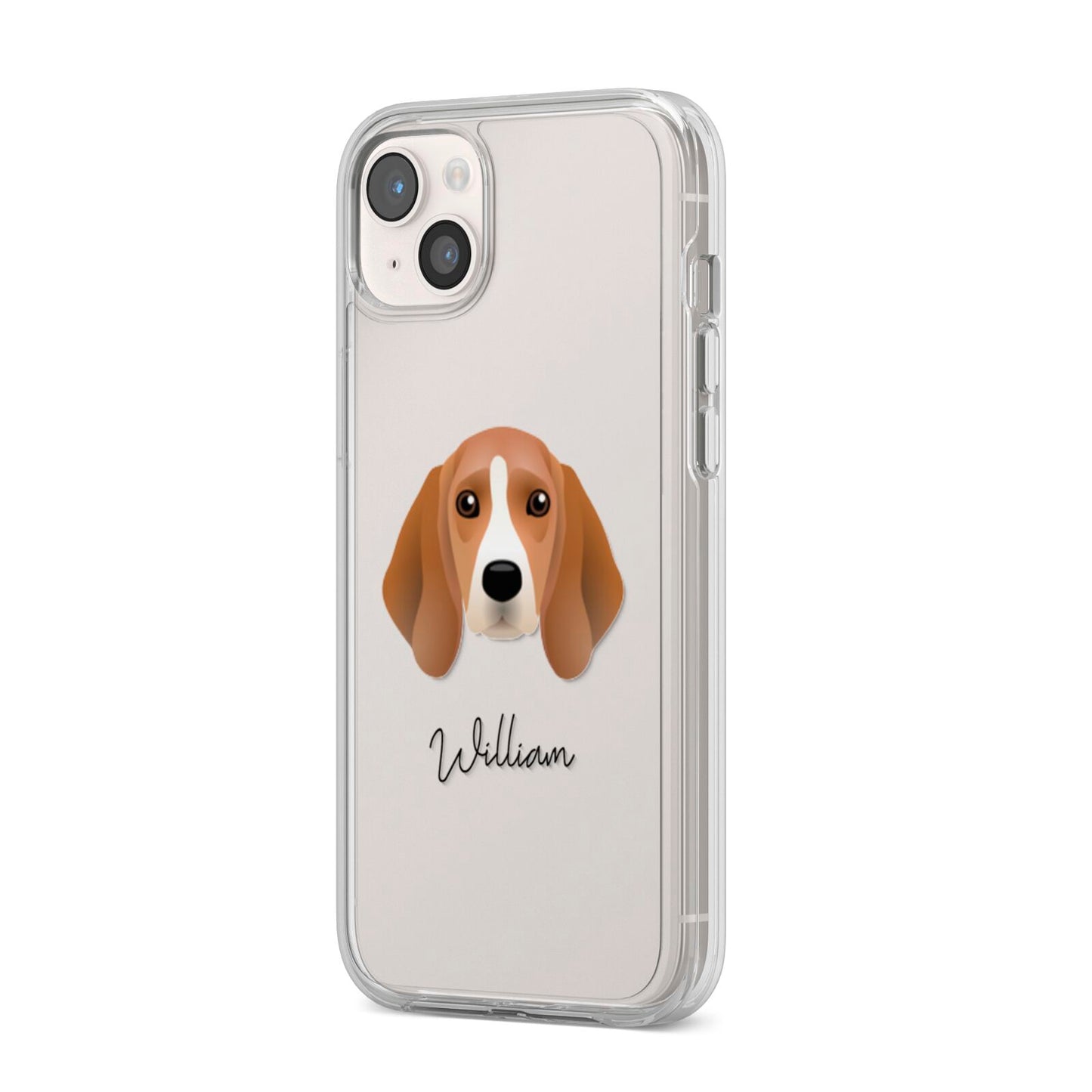 Beagle Personalised iPhone 14 Plus Clear Tough Case Starlight Angled Image