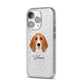 Beagle Personalised iPhone 14 Pro Glitter Tough Case Silver Angled Image