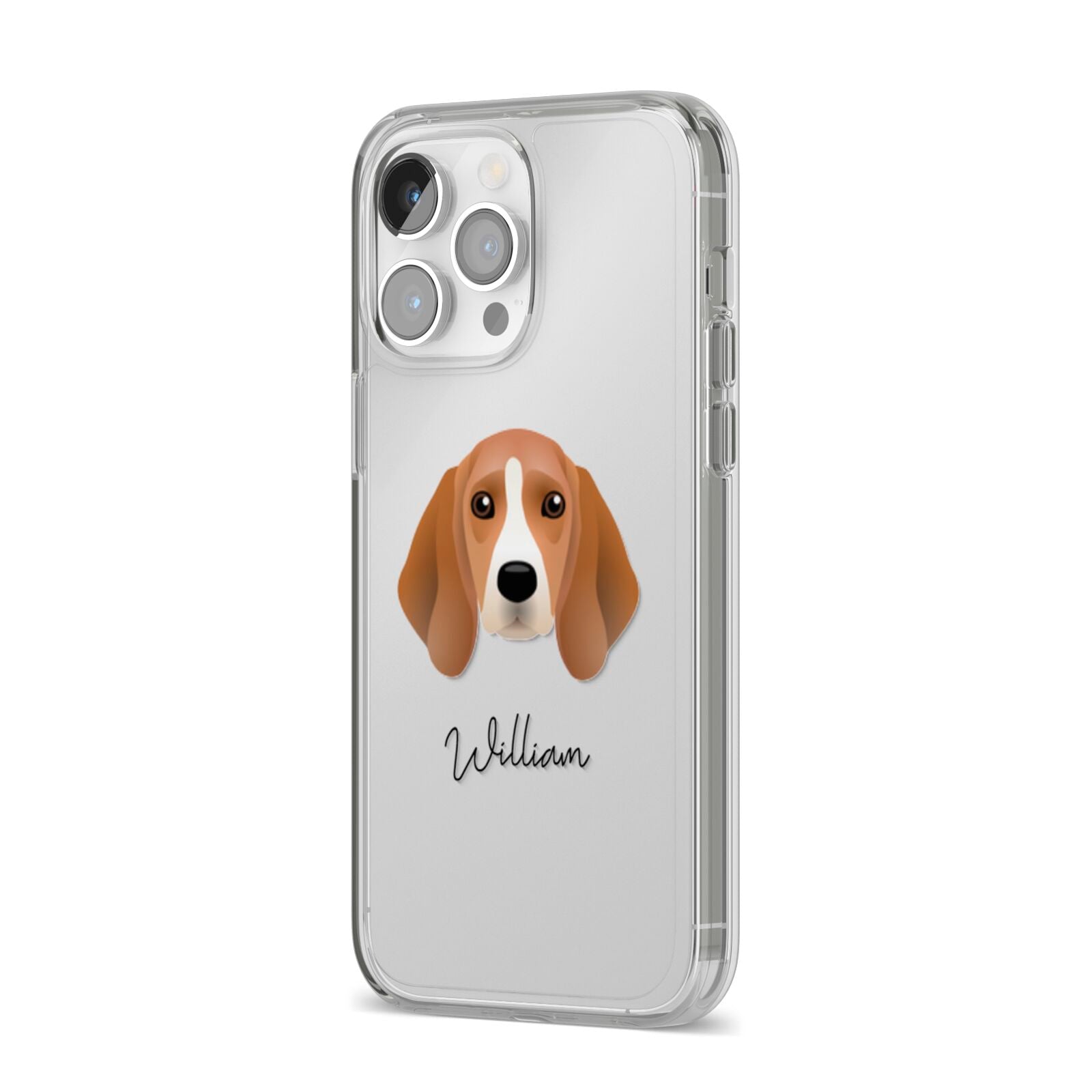 Beagle Personalised iPhone 14 Pro Max Clear Tough Case Silver Angled Image