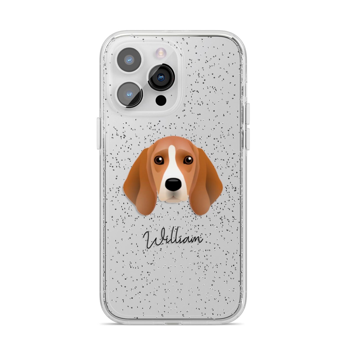Beagle Personalised iPhone 14 Pro Max Glitter Tough Case Silver