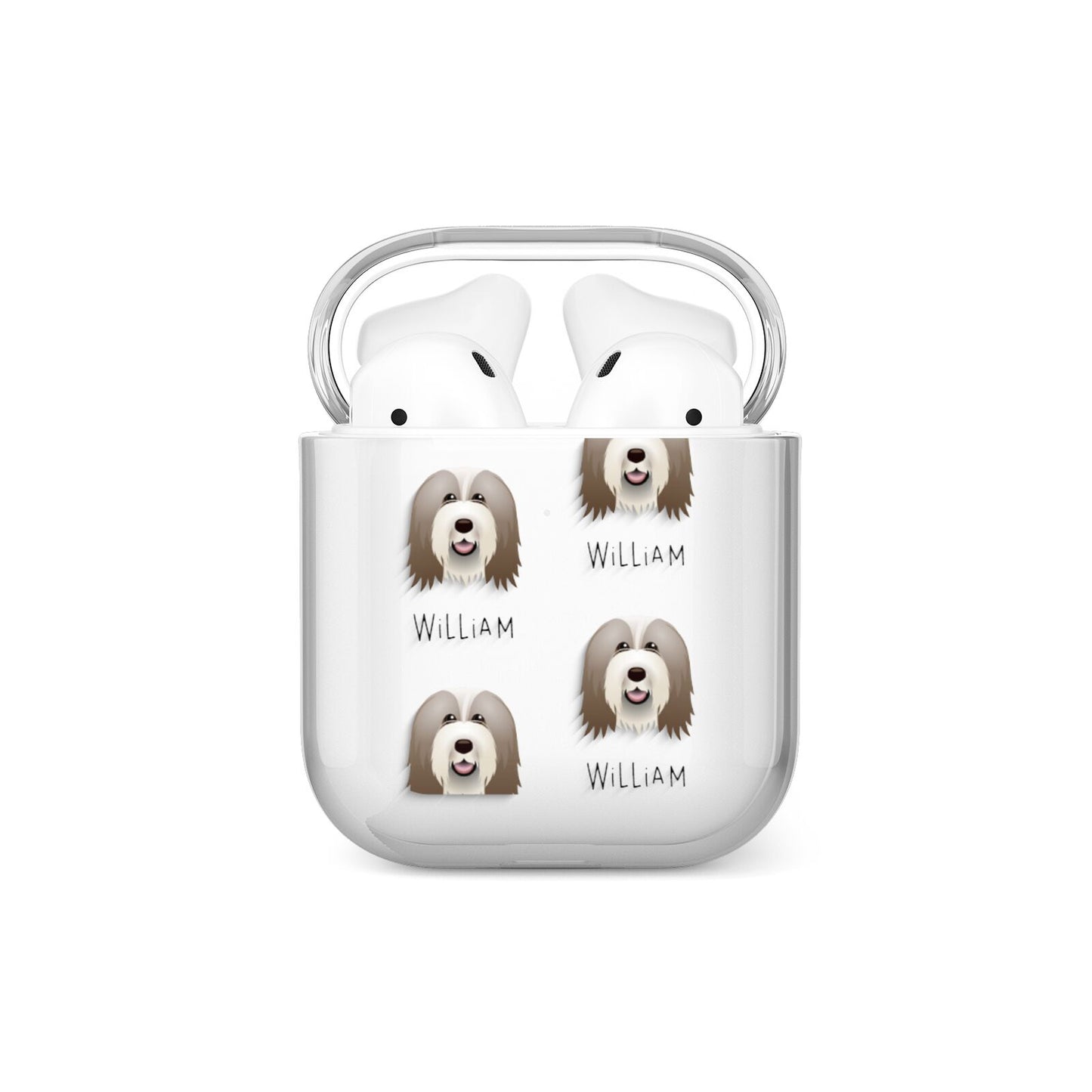 Bearded Collie Icon with Name AirPods Case