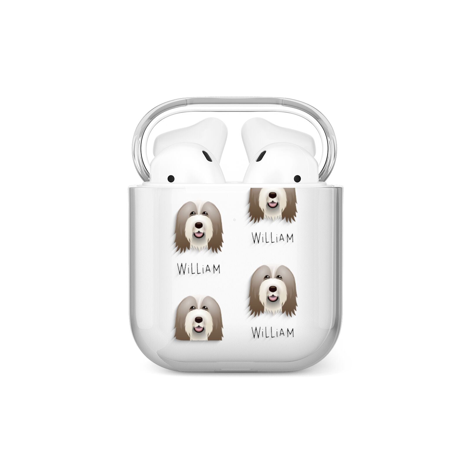 Bearded Collie Icon with Name AirPods Case