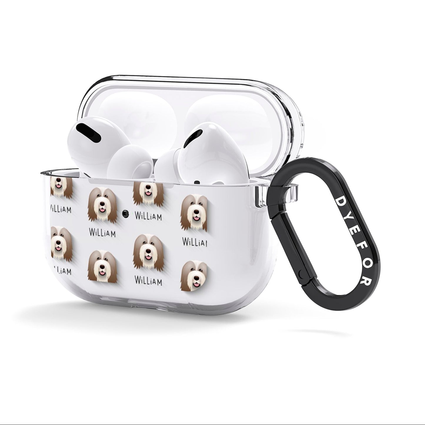 Bearded Collie Icon with Name AirPods Clear Case 3rd Gen Side Image