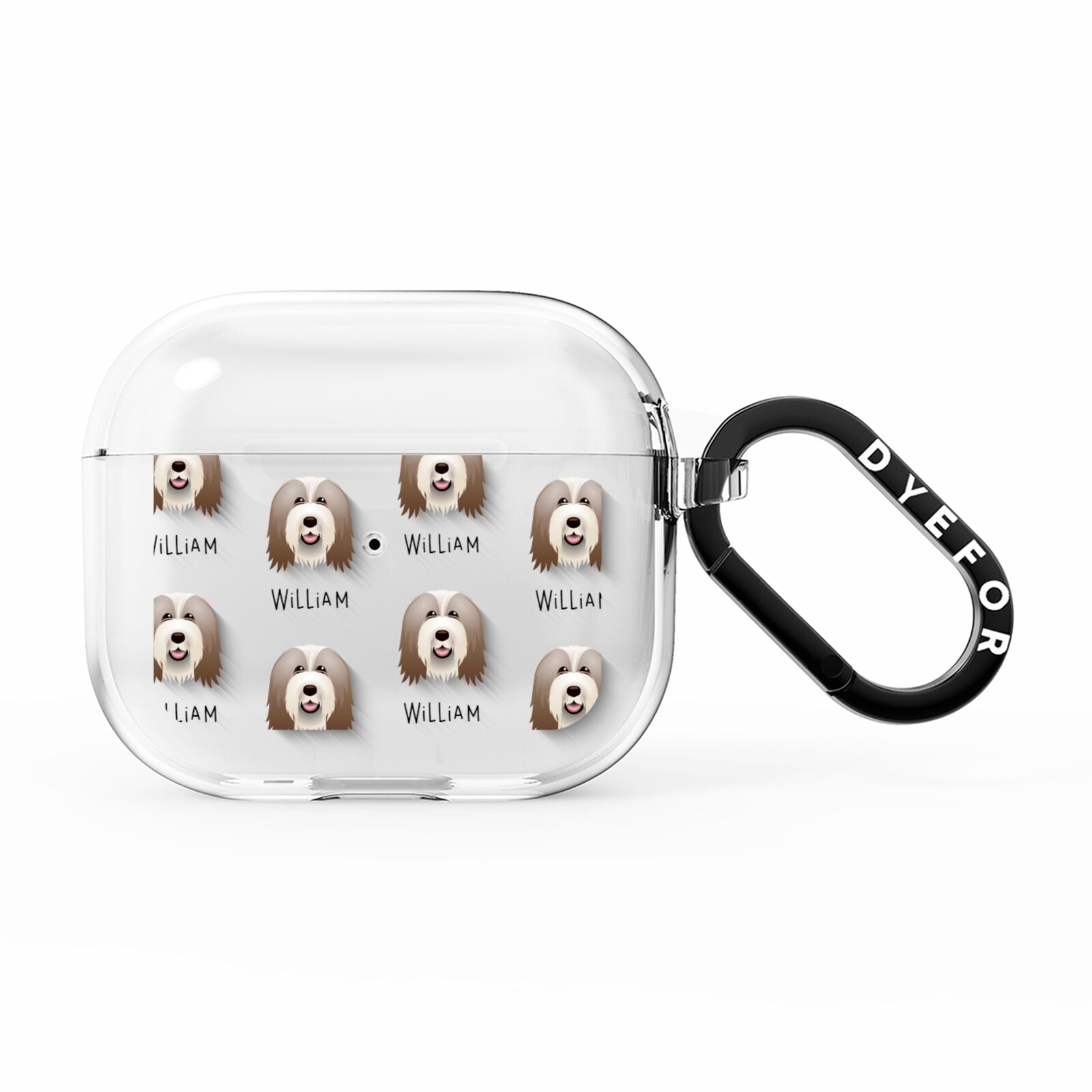 Bearded Collie Icon with Name AirPods Clear Case 3rd Gen