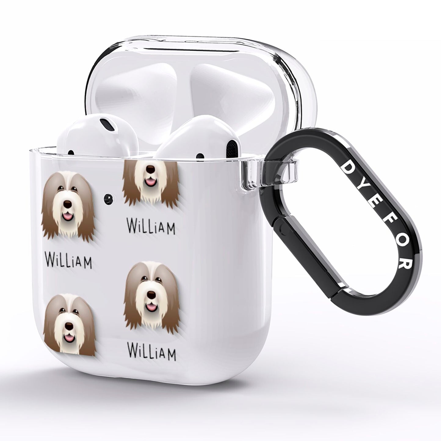 Bearded Collie Icon with Name AirPods Clear Case Side Image