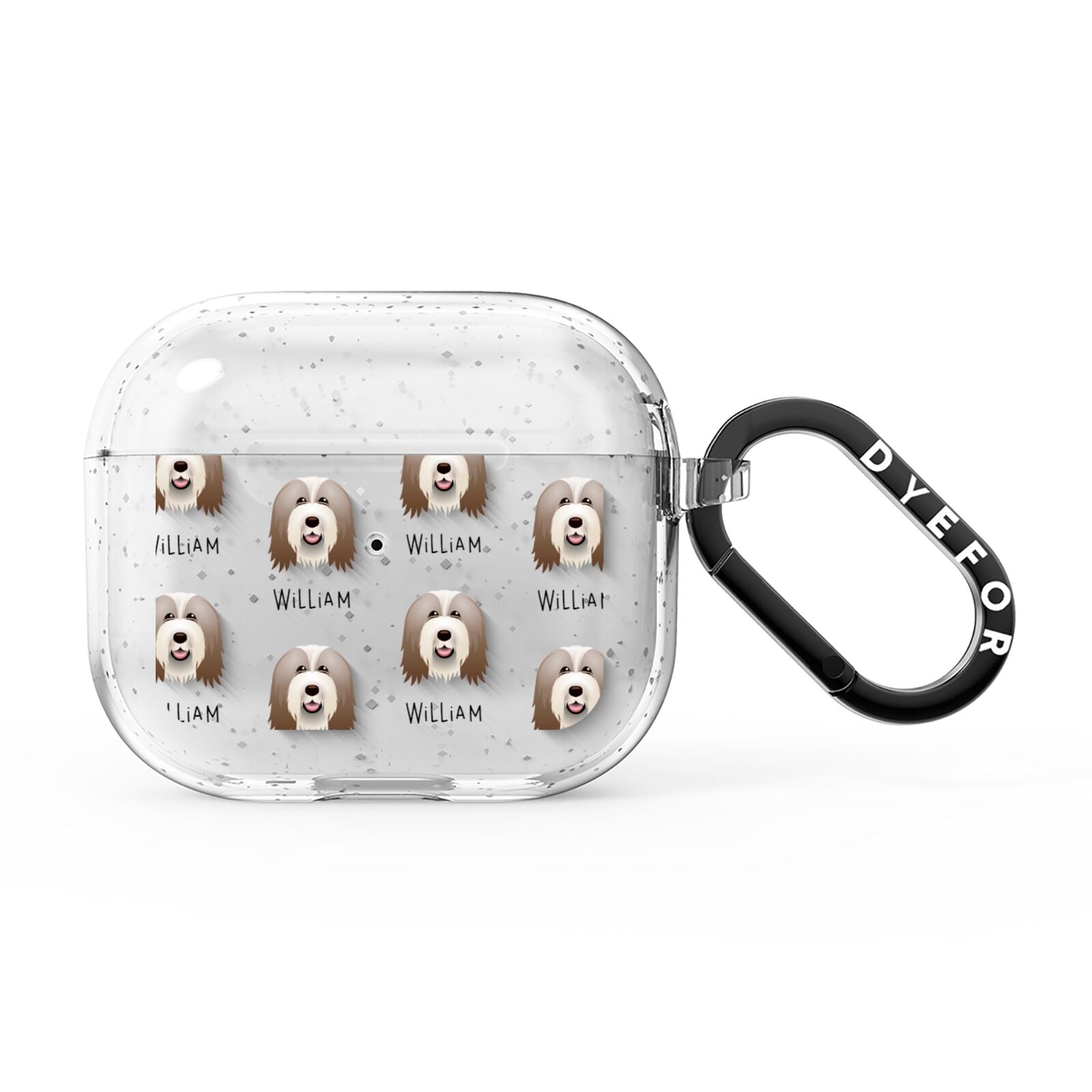 Bearded Collie Icon with Name AirPods Glitter Case 3rd Gen