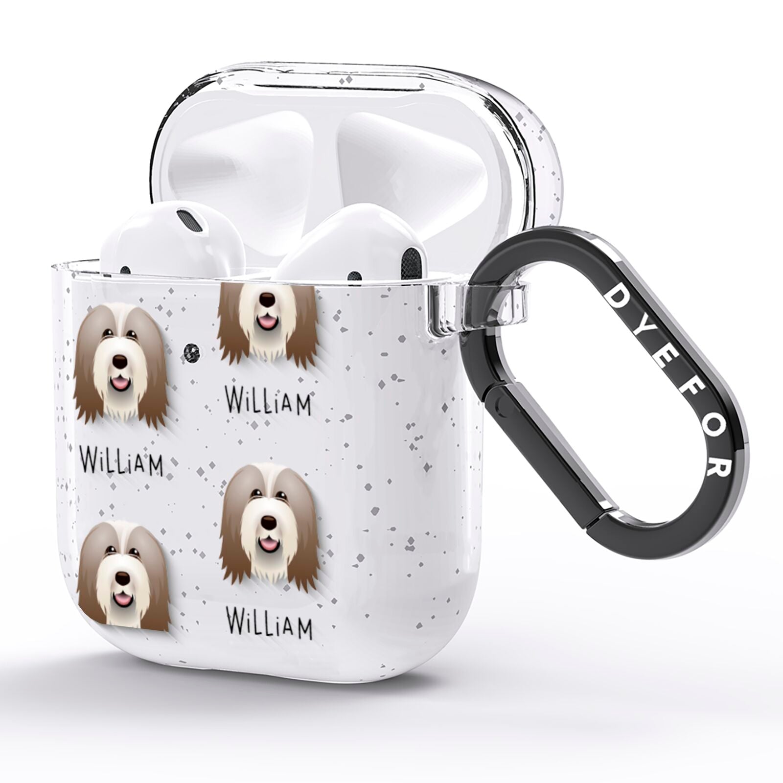 Bearded Collie Icon with Name AirPods Glitter Case Side Image