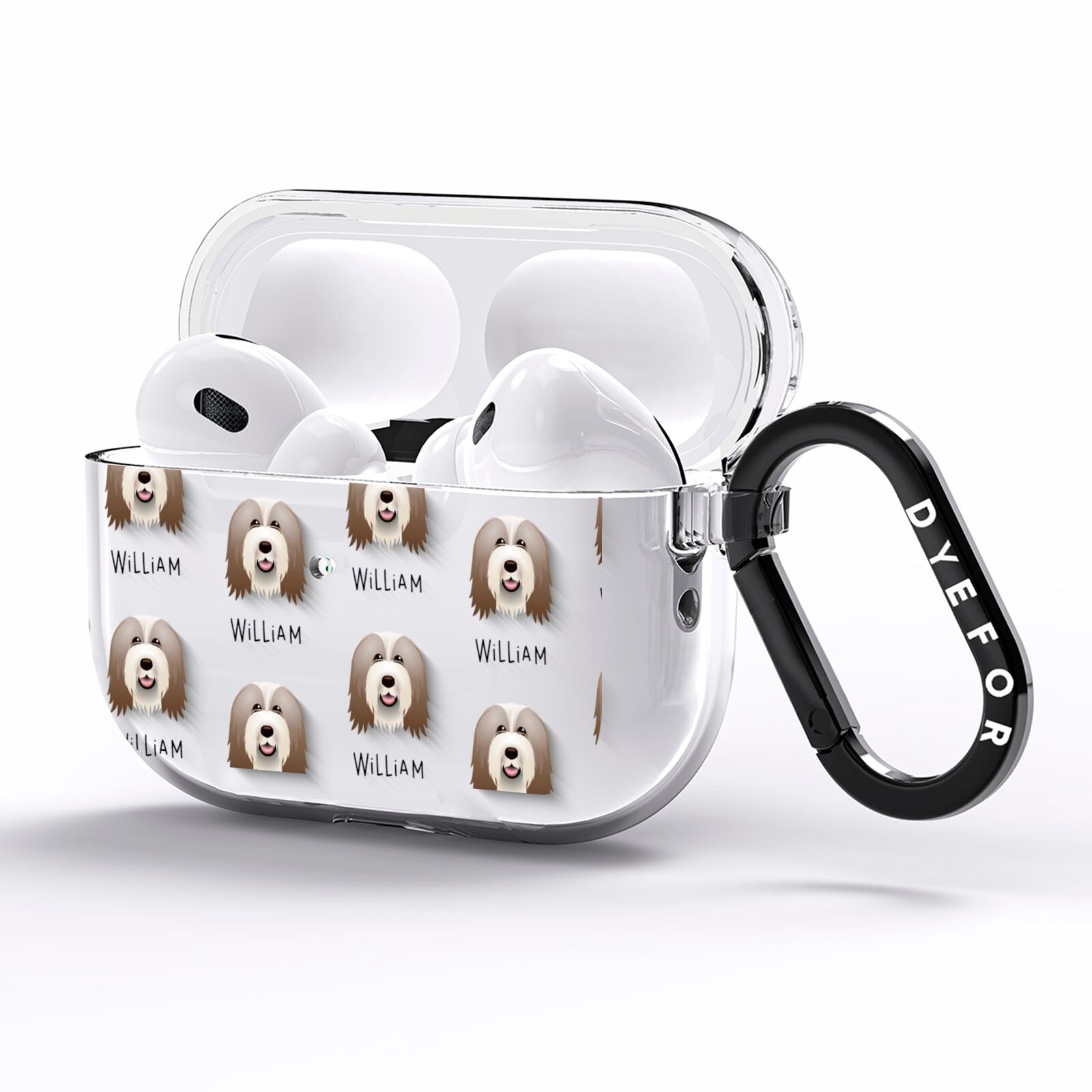 Bearded Collie Icon with Name AirPods Pro Clear Case Side Image