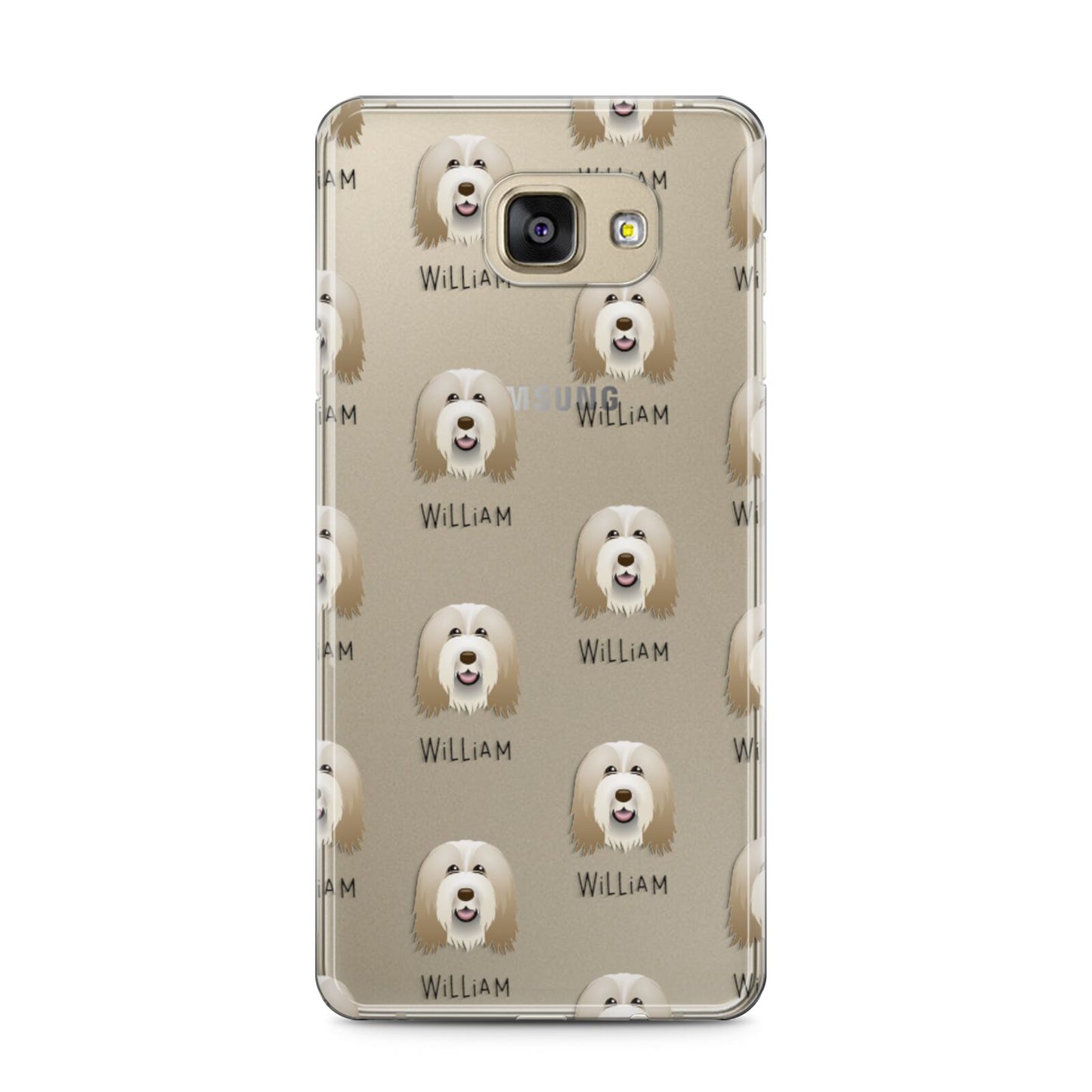 Bearded Collie Icon with Name Samsung Galaxy A5 2016 Case on gold phone