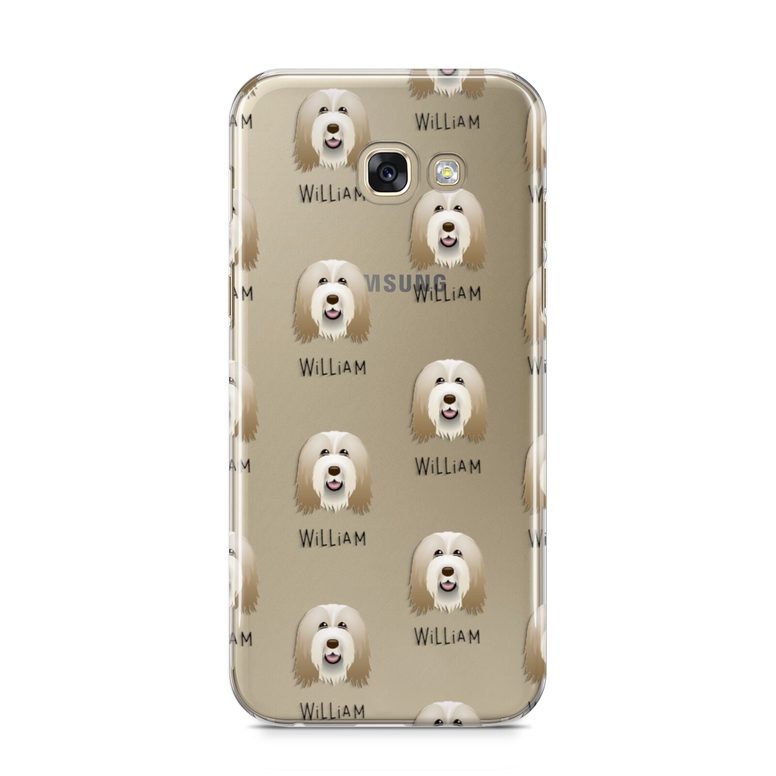 Bearded Collie Icon with Name Samsung Galaxy A5 2017 Case on gold phone