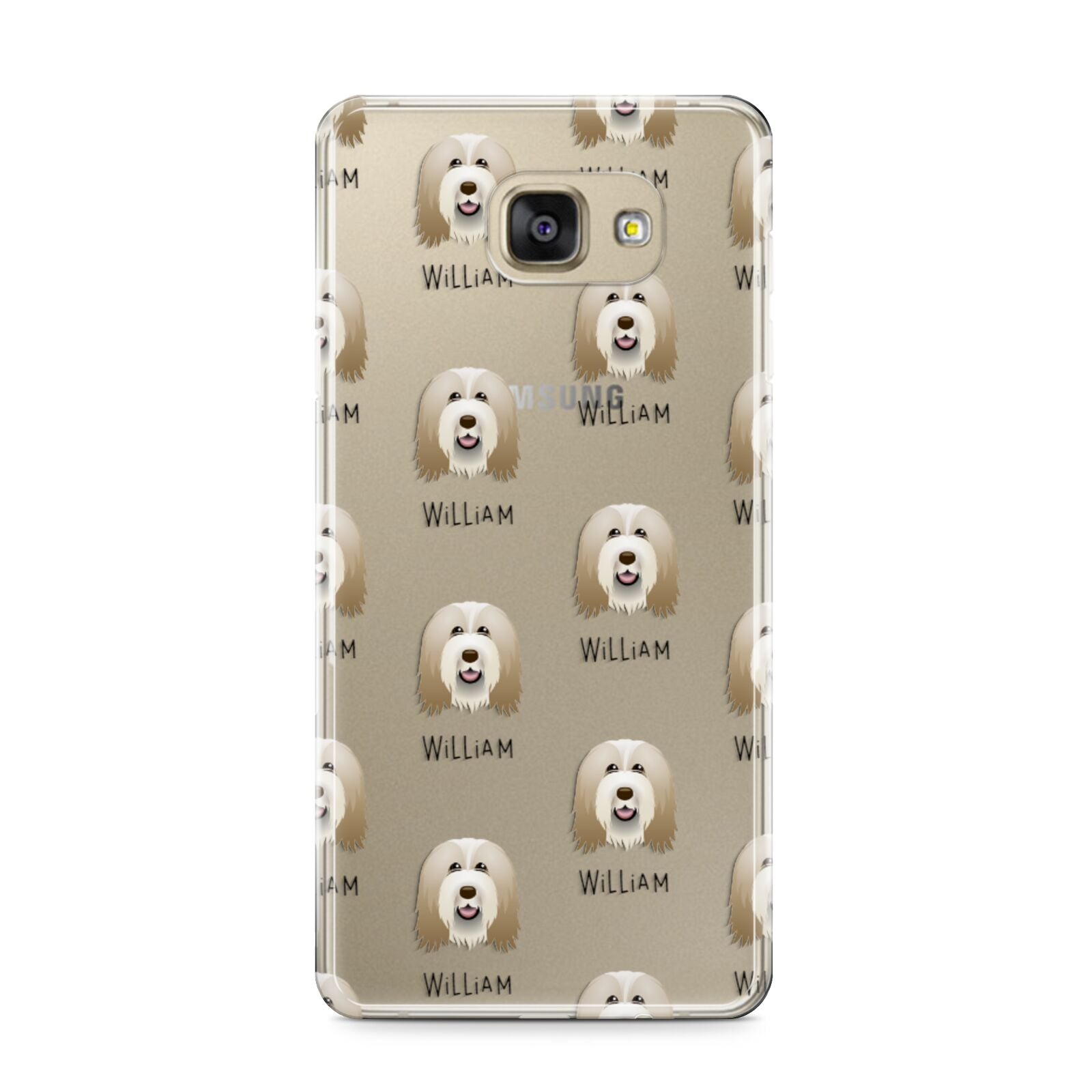 Bearded Collie Icon with Name Samsung Galaxy A9 2016 Case on gold phone