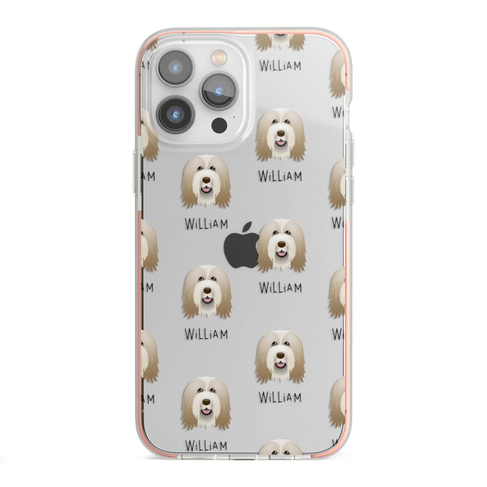 Bearded Collie Icon with Name iPhone 13 Pro Max TPU Impact Case with Pink Edges