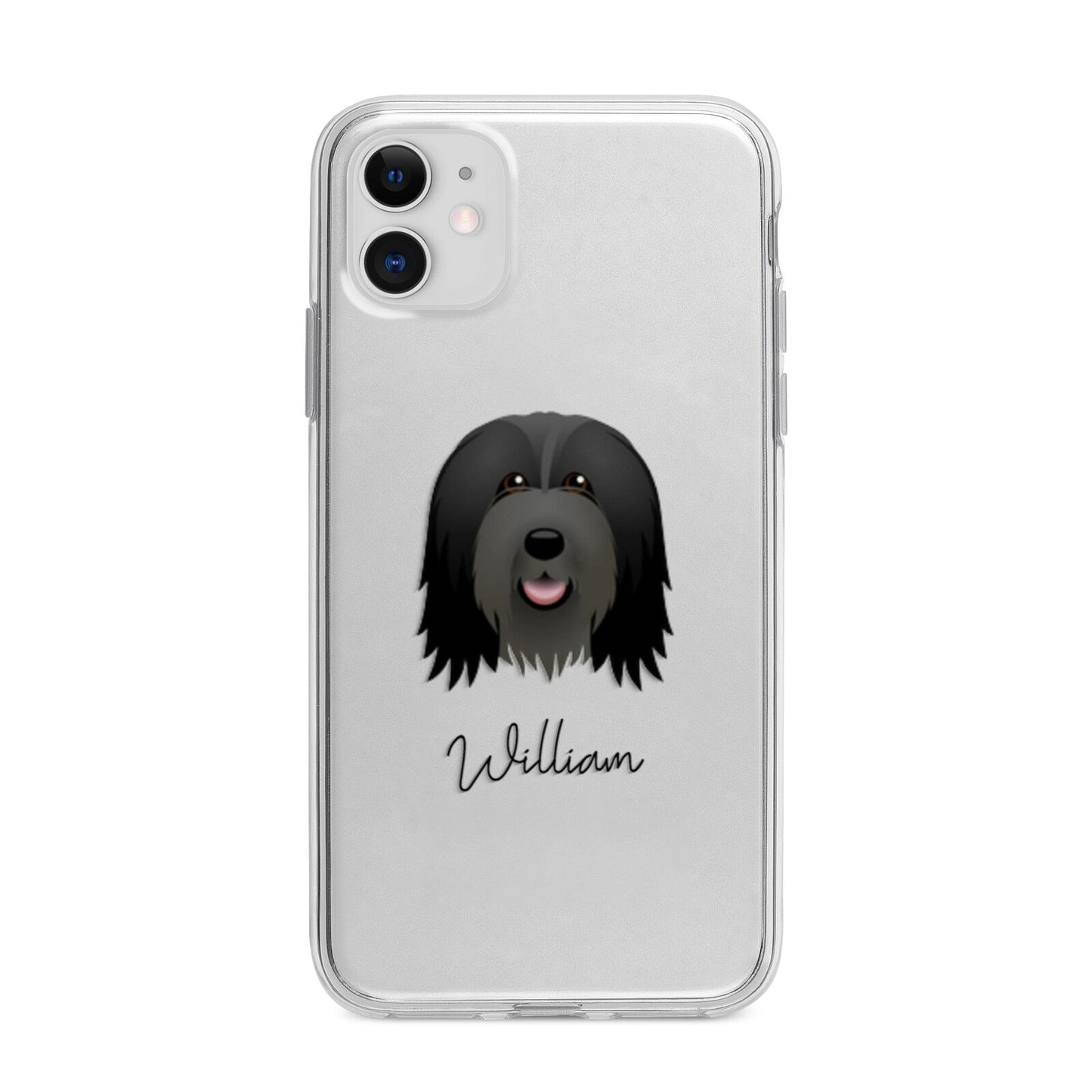 Bearded Collie Personalised Apple iPhone 11 in White with Bumper Case