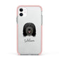 Bearded Collie Personalised Apple iPhone 11 in White with Pink Impact Case