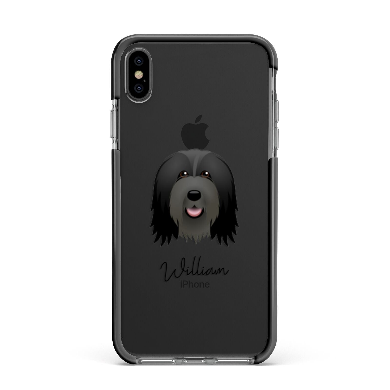 Bearded Collie Personalised Apple iPhone Xs Max Impact Case Black Edge on Black Phone