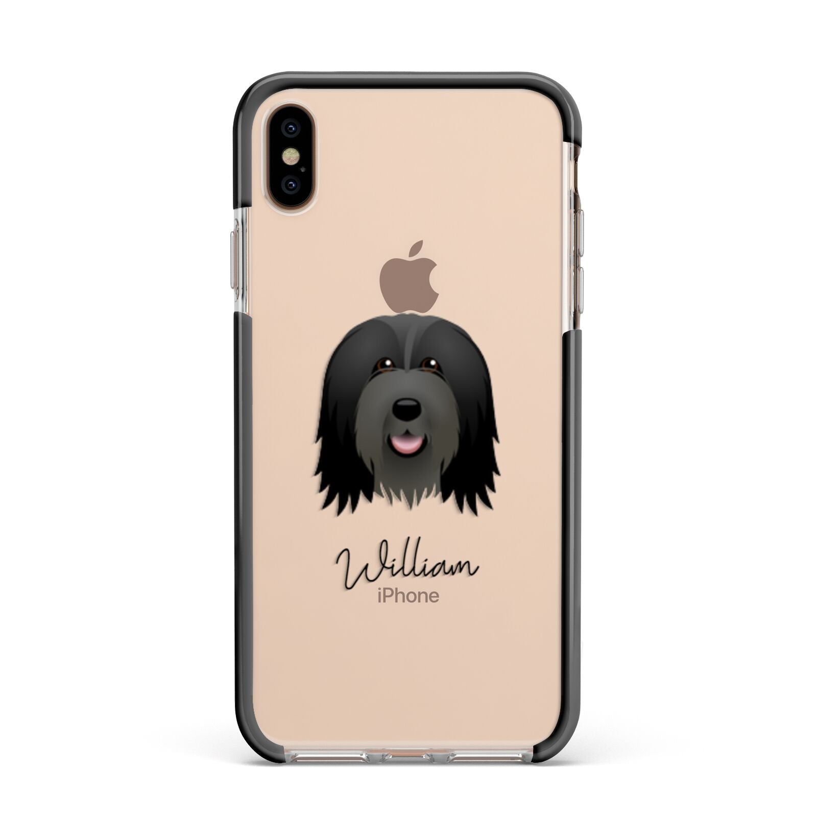 Bearded Collie Personalised Apple iPhone Xs Max Impact Case Black Edge on Gold Phone