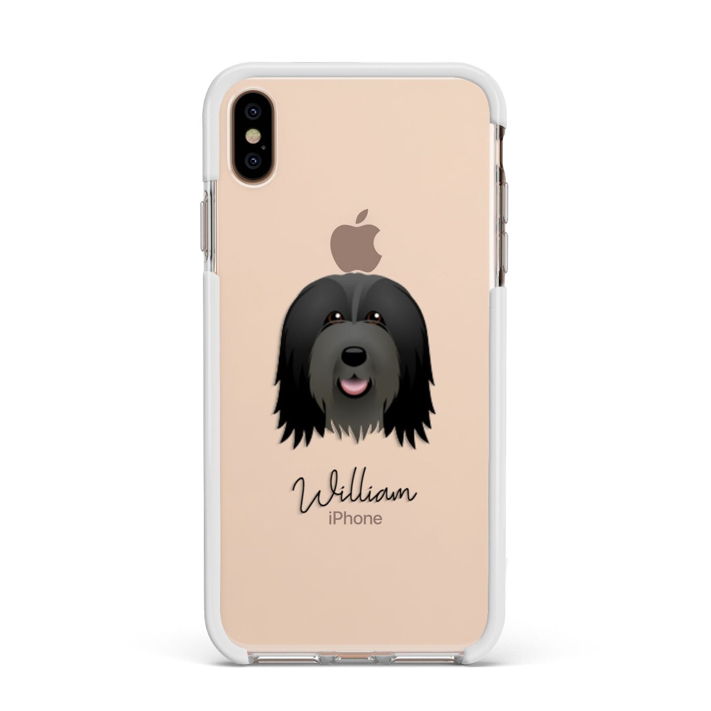 Bearded Collie Personalised Apple iPhone Xs Max Impact Case White Edge on Gold Phone