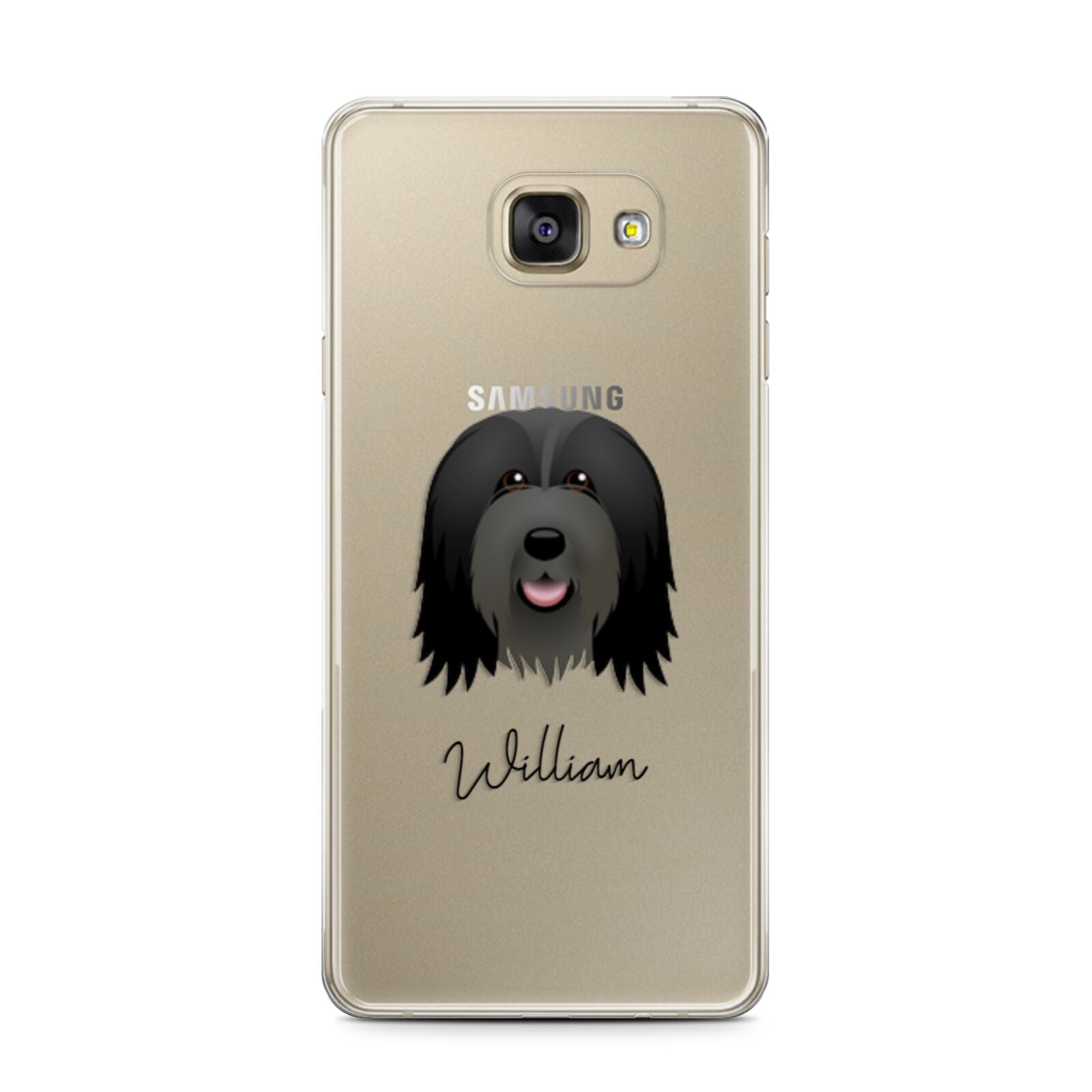 Bearded Collie Personalised Samsung Galaxy A7 2016 Case on gold phone