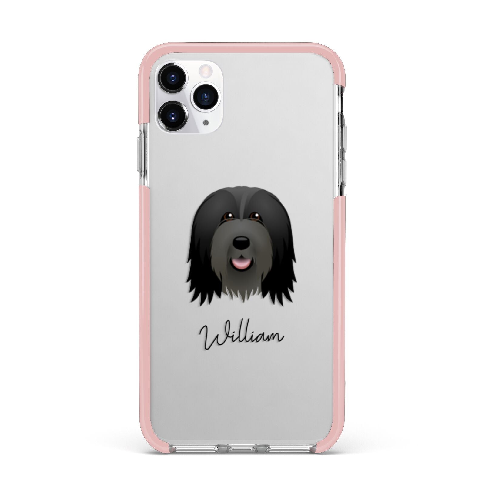 Bearded Collie Personalised iPhone 11 Pro Max Impact Pink Edge Case