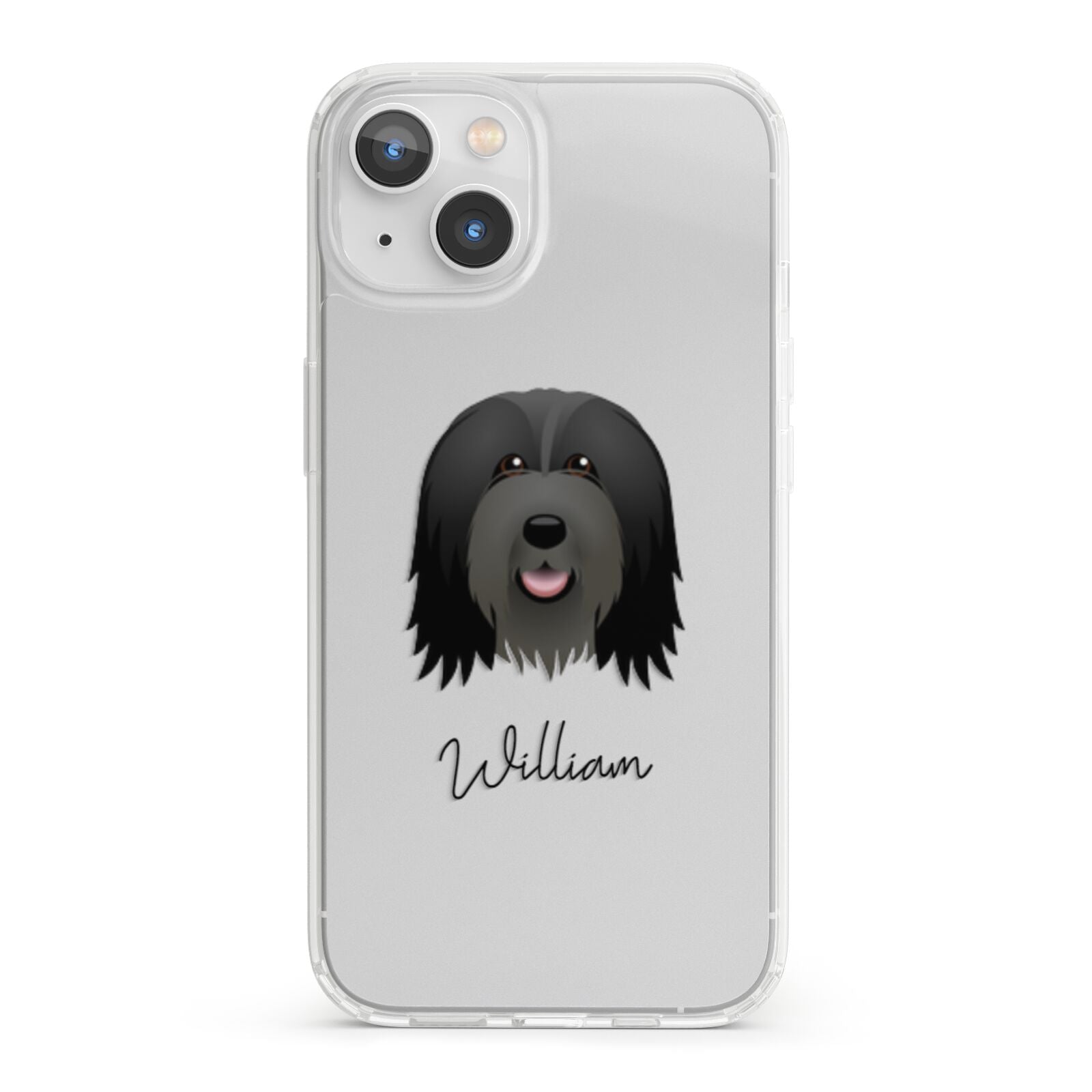 Bearded Collie Personalised iPhone 13 Clear Bumper Case