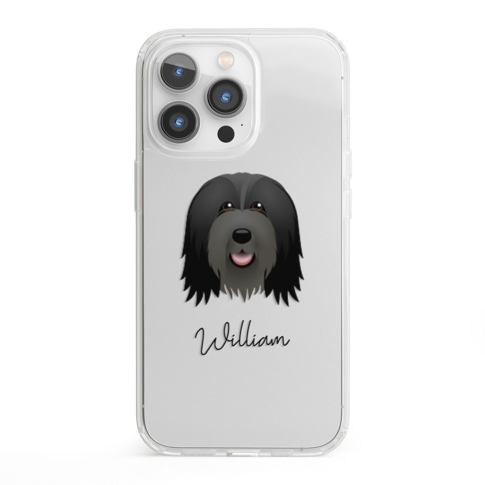 Bearded Collie Personalised iPhone 13 Pro Clear Bumper Case