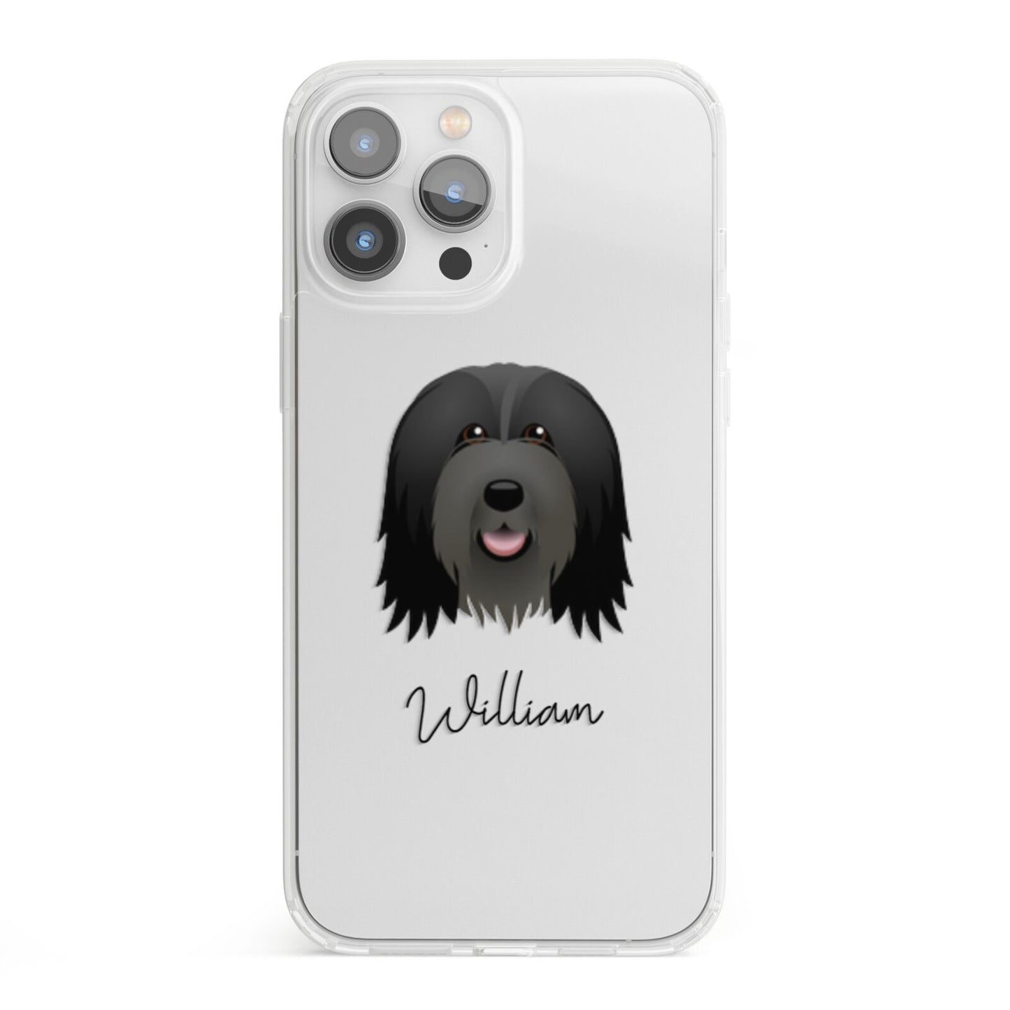 Bearded Collie Personalised iPhone 13 Pro Max Clear Bumper Case