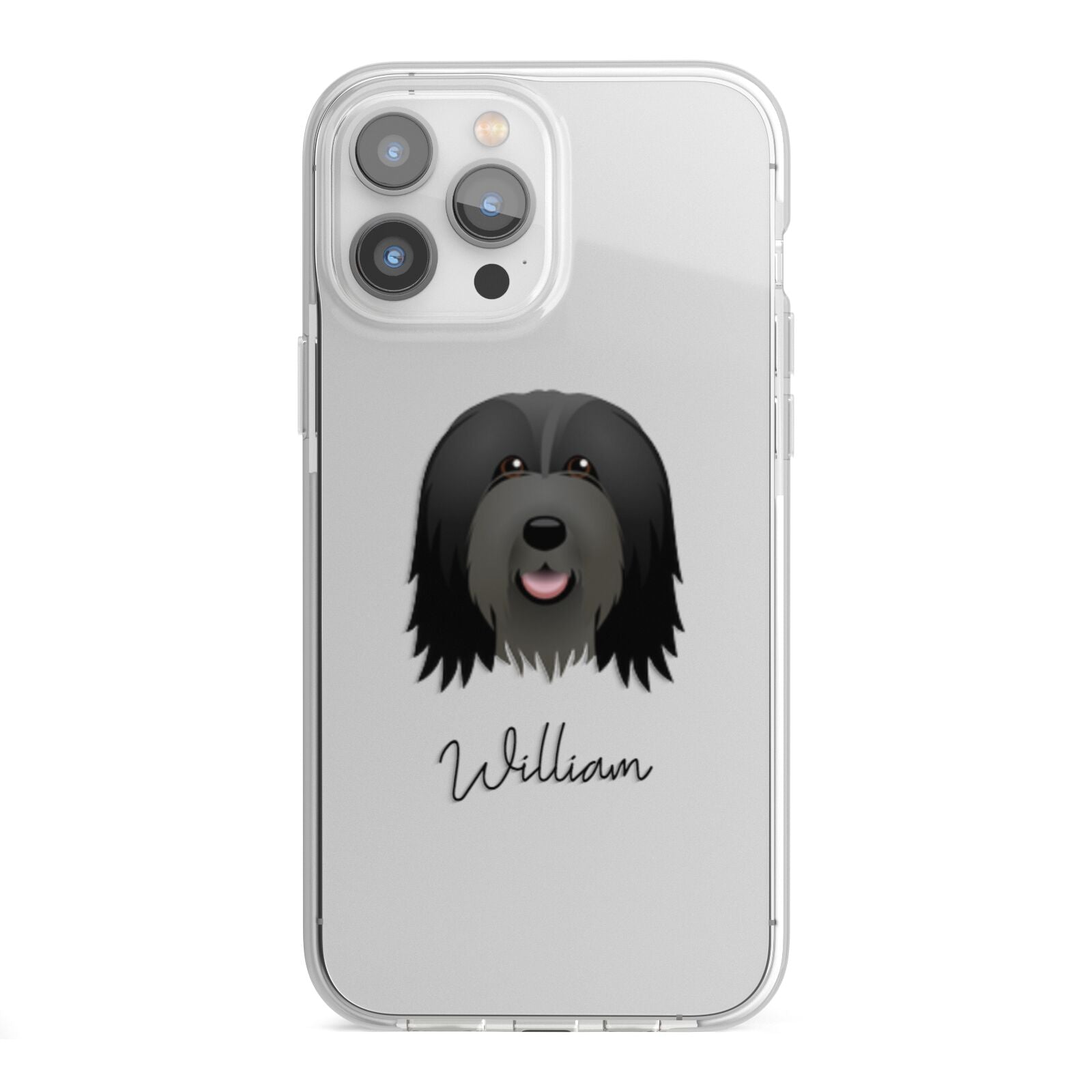 Bearded Collie Personalised iPhone 13 Pro Max TPU Impact Case with White Edges