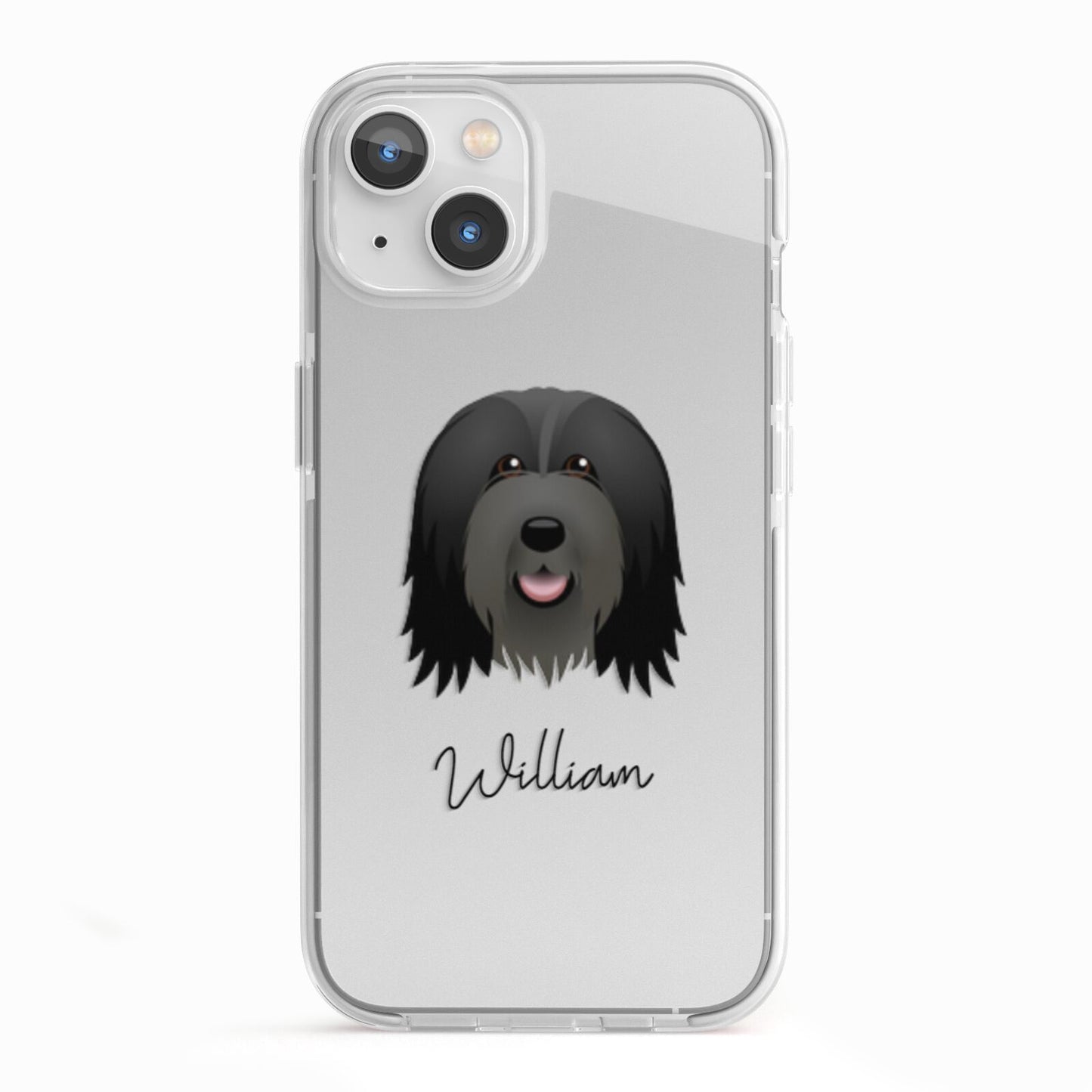 Bearded Collie Personalised iPhone 13 TPU Impact Case with White Edges