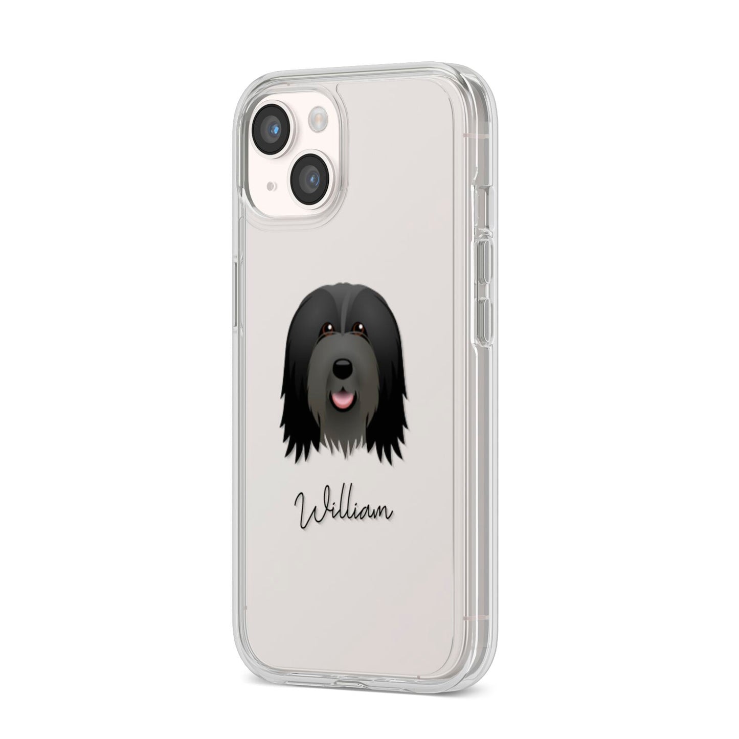 Bearded Collie Personalised iPhone 14 Clear Tough Case Starlight Angled Image