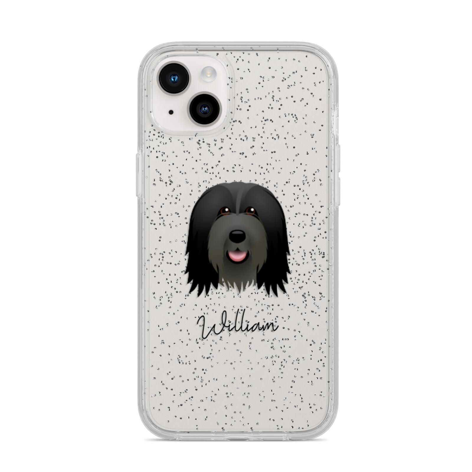 Bearded Collie Personalised iPhone 14 Plus Glitter Tough Case Starlight