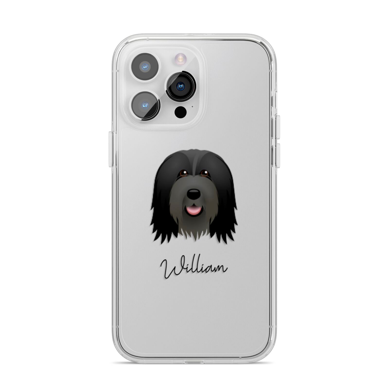 Bearded Collie Personalised iPhone 14 Pro Max Clear Tough Case Silver