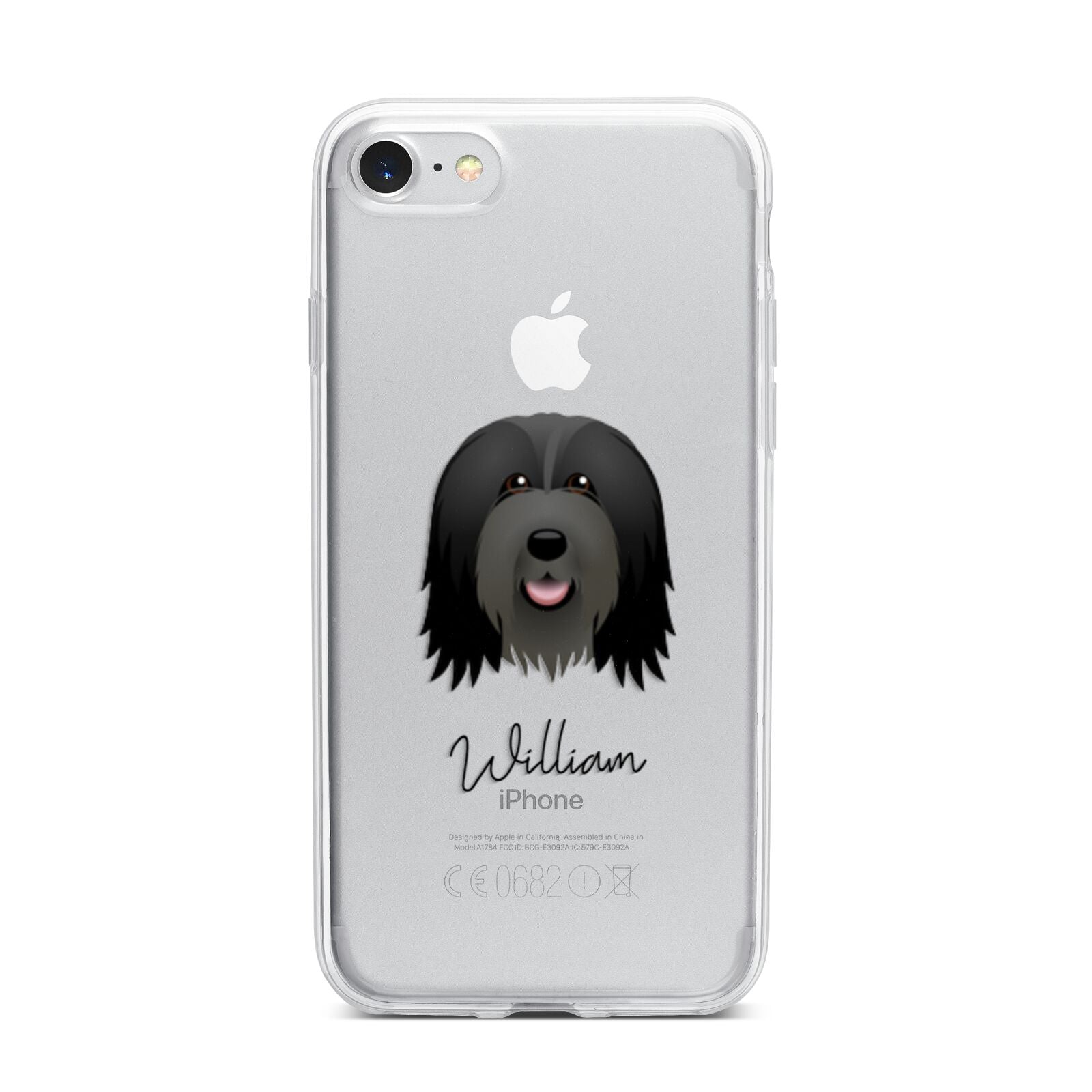 Bearded Collie Personalised iPhone 7 Bumper Case on Silver iPhone