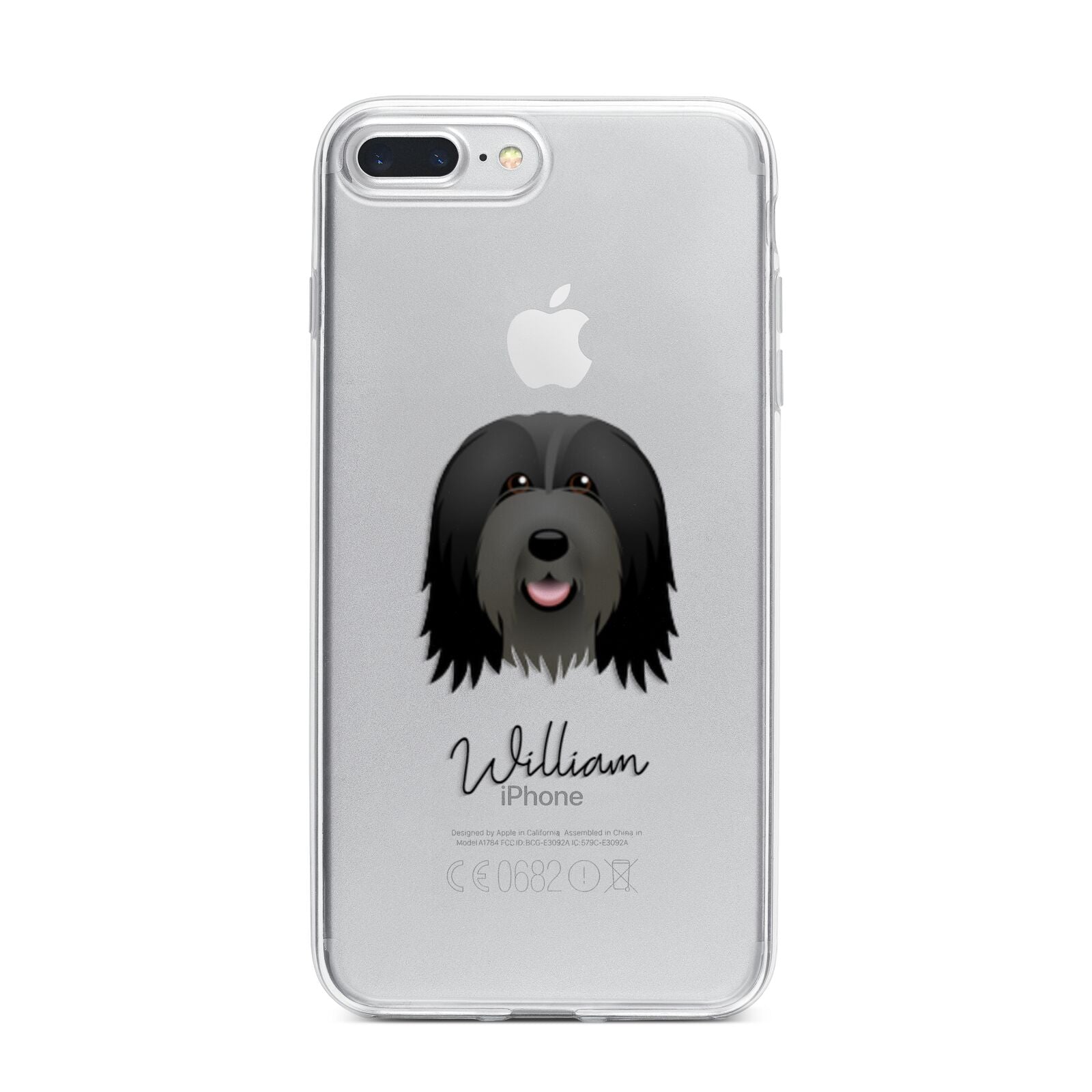 Bearded Collie Personalised iPhone 7 Plus Bumper Case on Silver iPhone