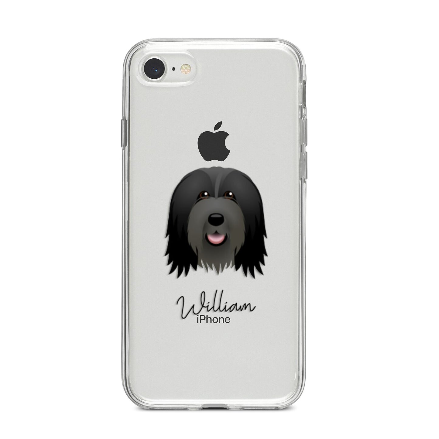 Bearded Collie Personalised iPhone 8 Bumper Case on Silver iPhone