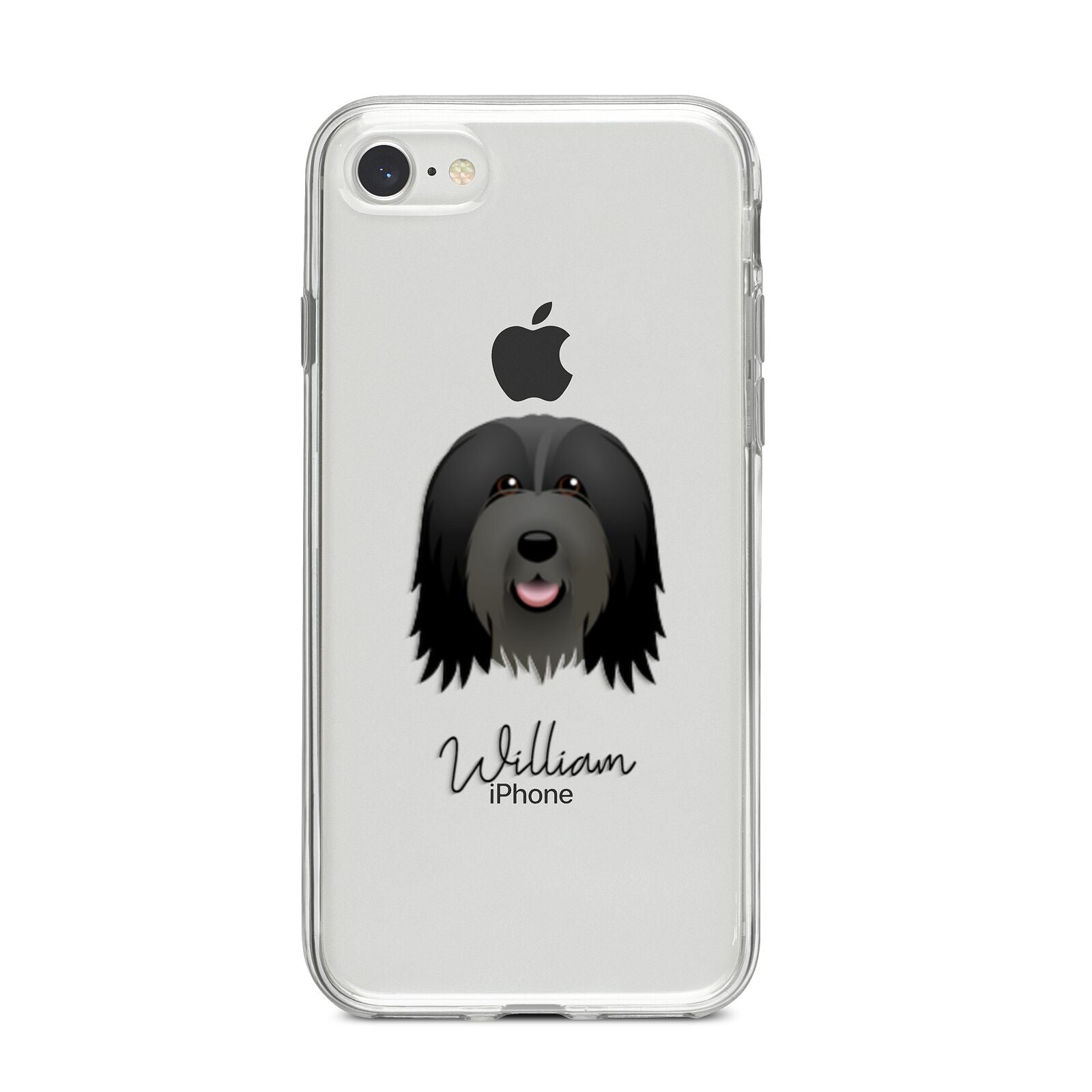 Bearded Collie Personalised iPhone 8 Bumper Case on Silver iPhone