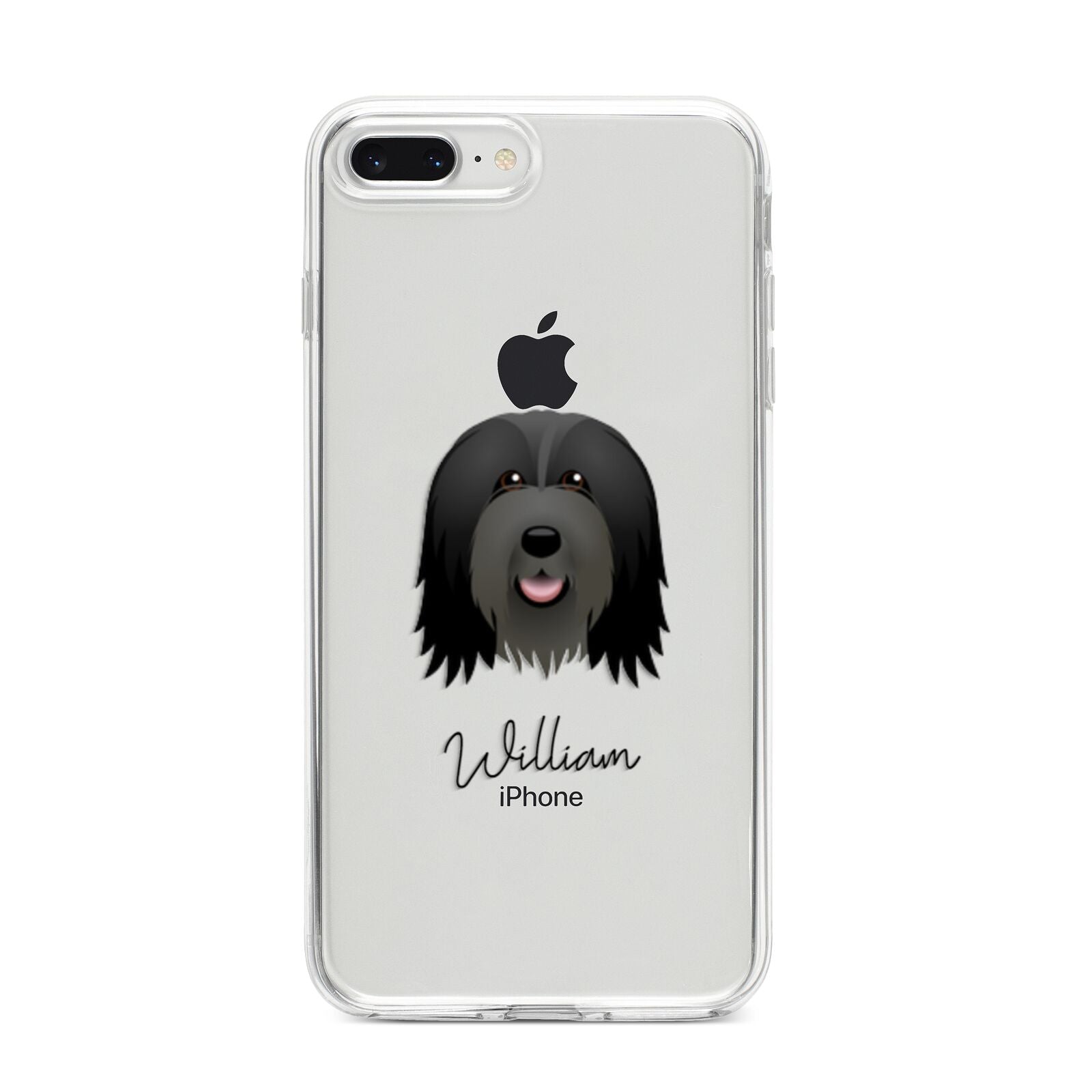 Bearded Collie Personalised iPhone 8 Plus Bumper Case on Silver iPhone