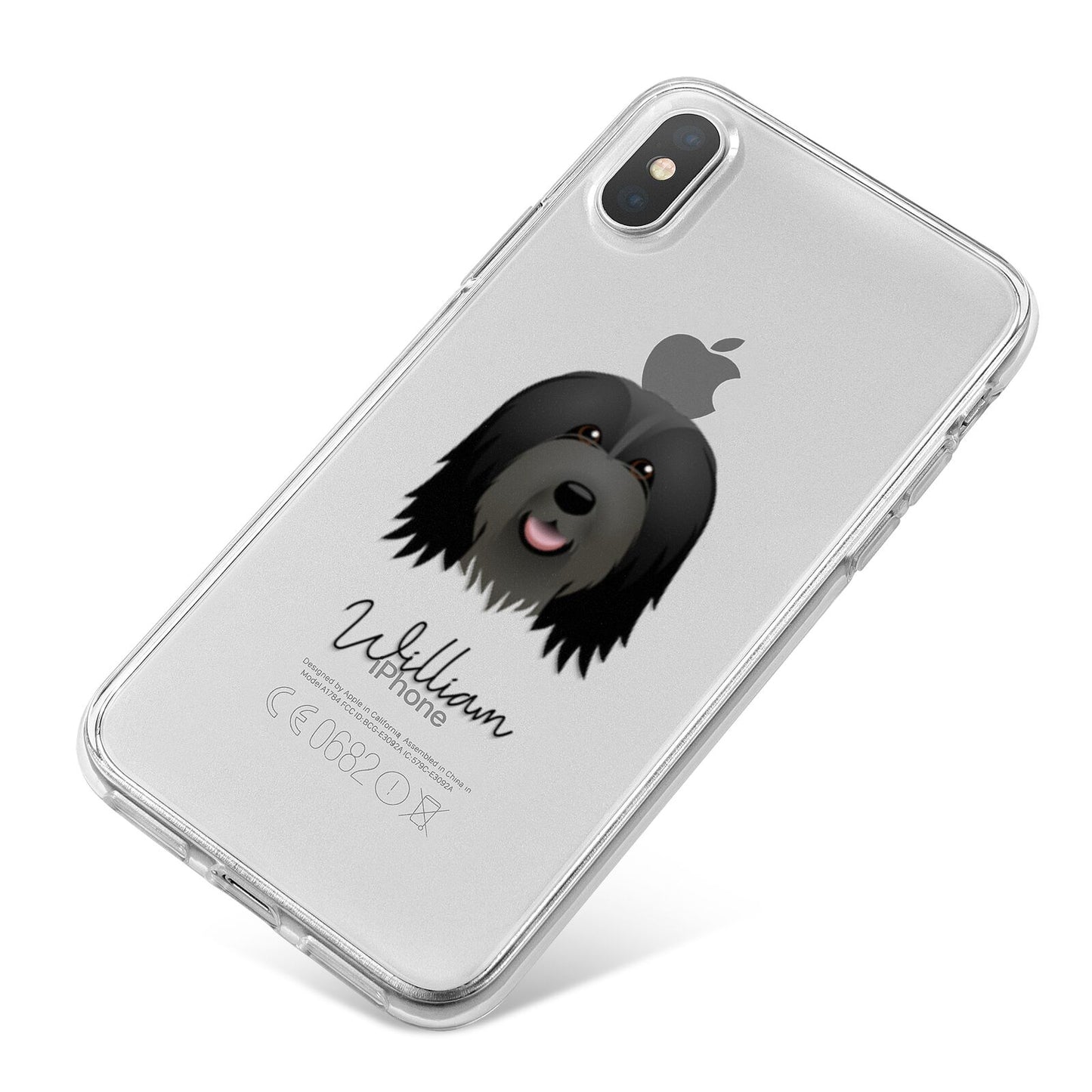 Bearded Collie Personalised iPhone X Bumper Case on Silver iPhone