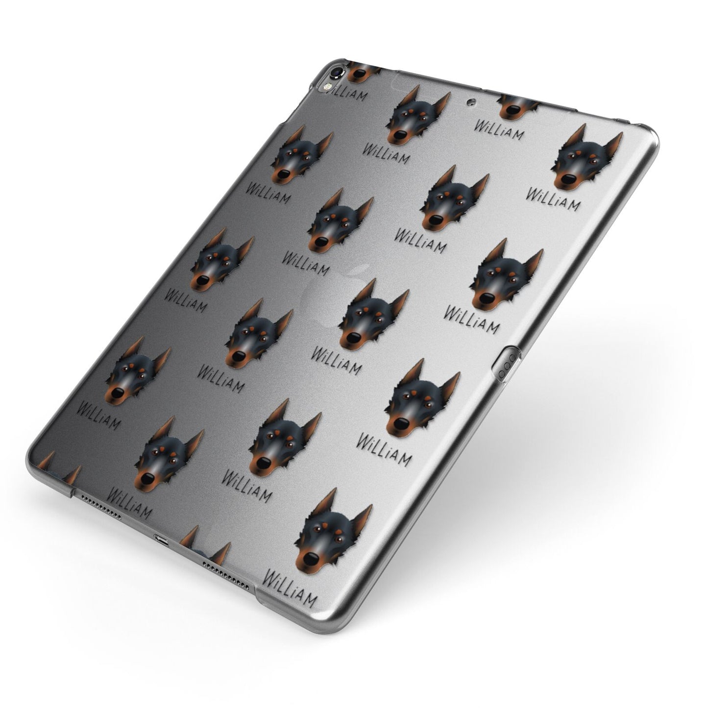 Beauceron Icon with Name Apple iPad Case on Grey iPad Side View