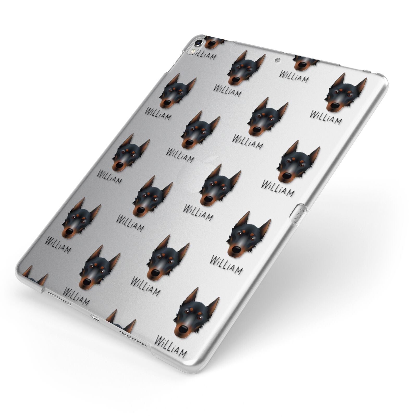 Beauceron Icon with Name Apple iPad Case on Silver iPad Side View